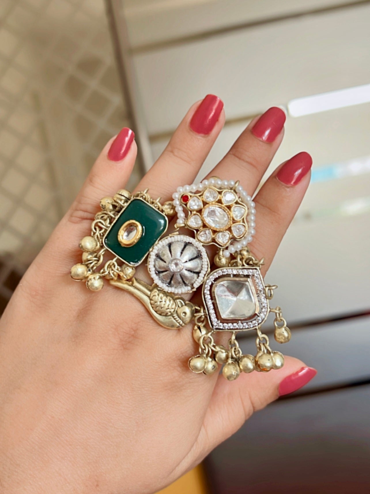 Aastha Peacock Motifs Kundan Ring DB-GP110001Z2