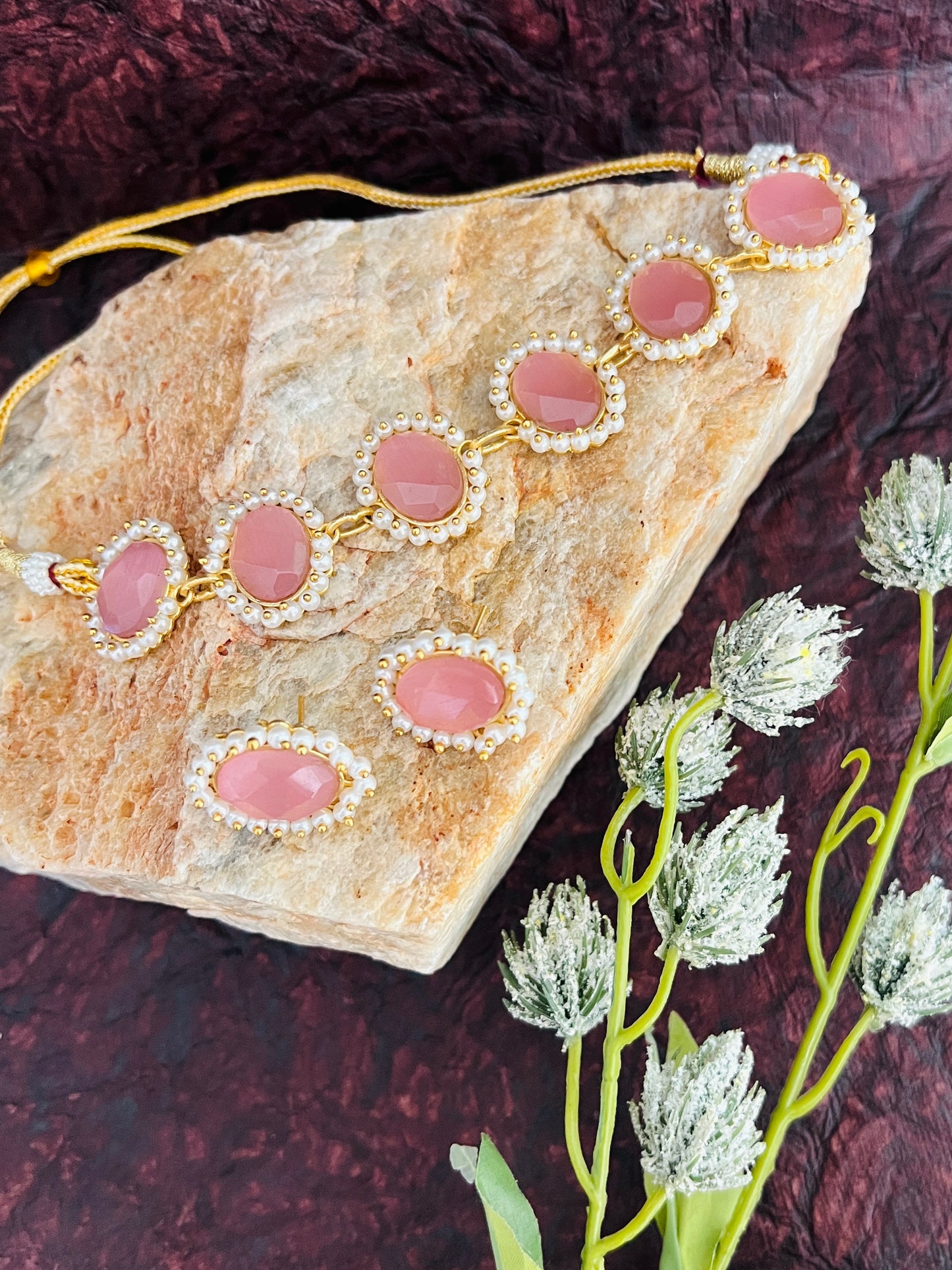 TRENDY GEMSTONE PINK CHOKER DB-GP1760Z2