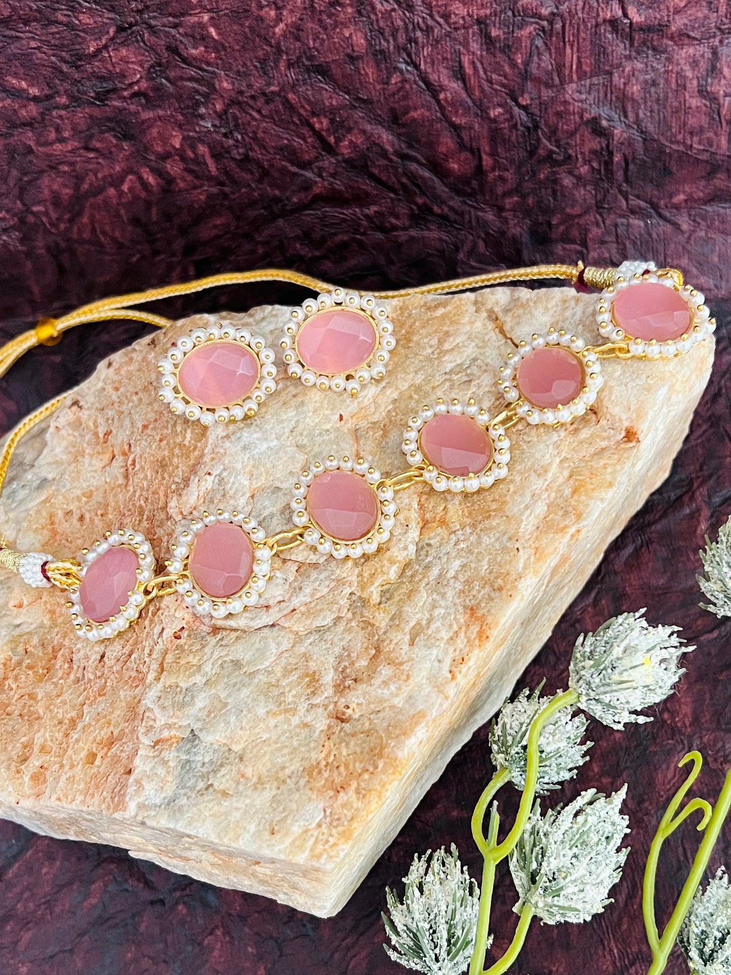 TRENDY GEMSTONE PINK CHOKER DB-GP1760Z2
