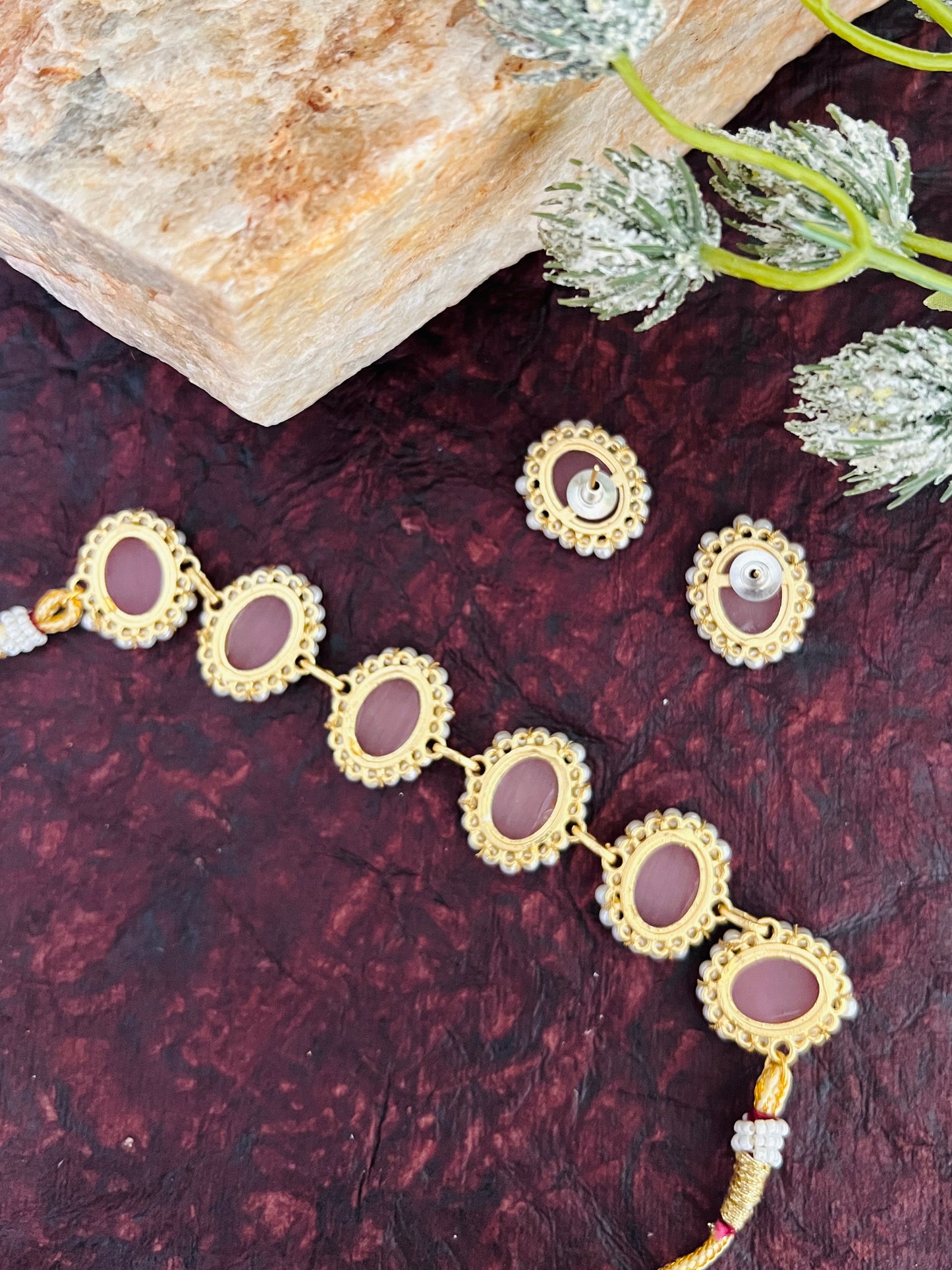 TRENDY GEMSTONE PINK CHOKER DB-GP1760Z2