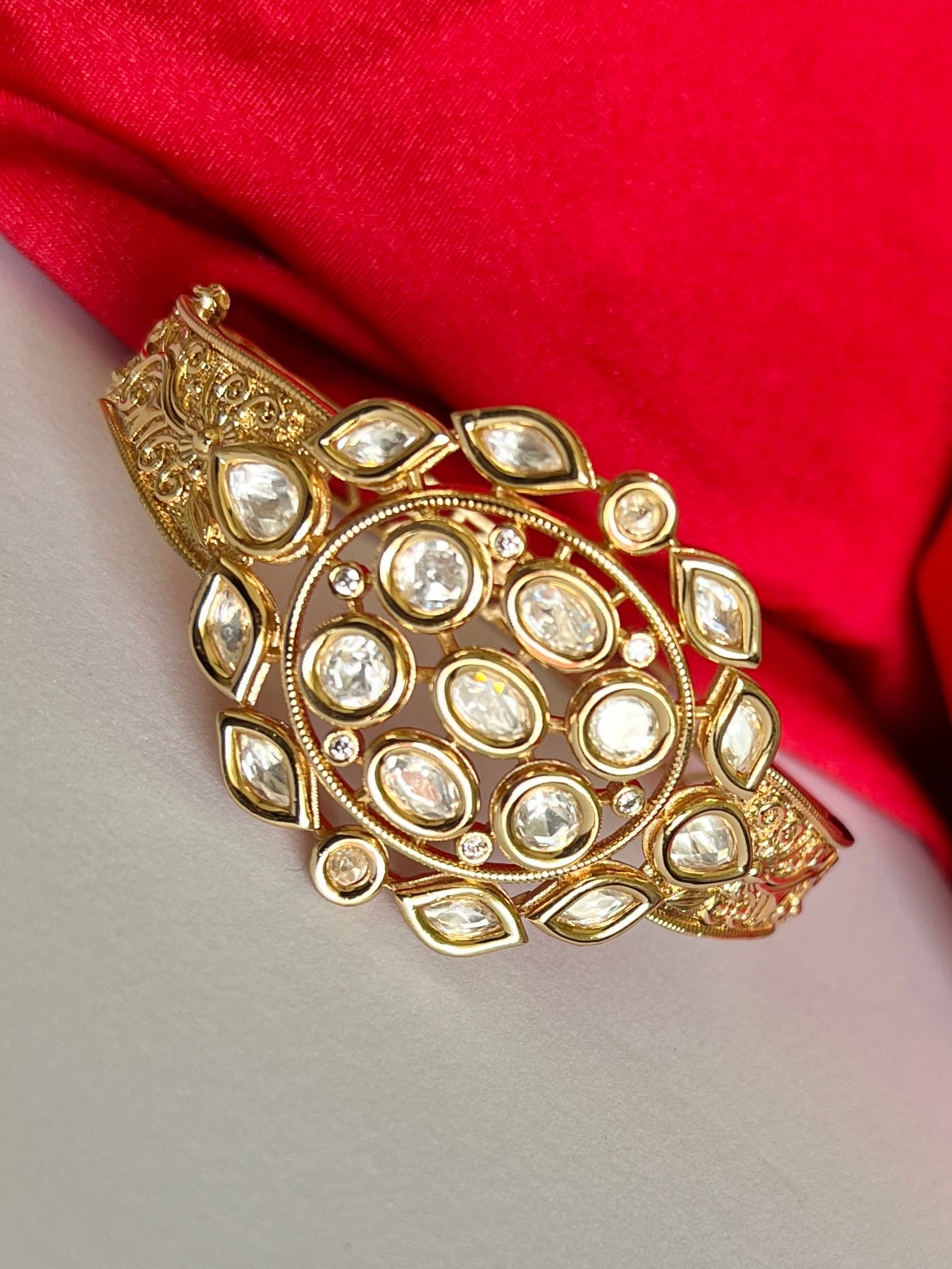 Gold Plated Kundan Openable Kada/ Bracelet DB-GP11400Z2