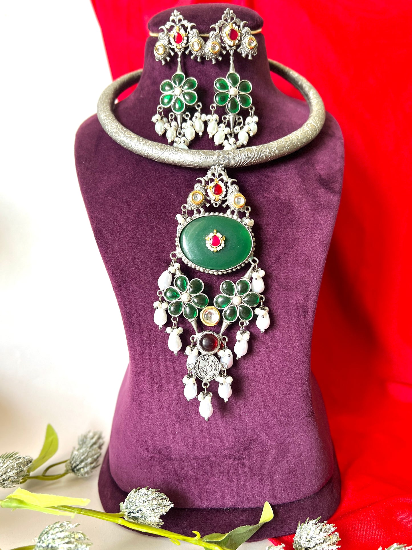 Silver Hasli Style Choker Necklace Set DB-GP122000Z2