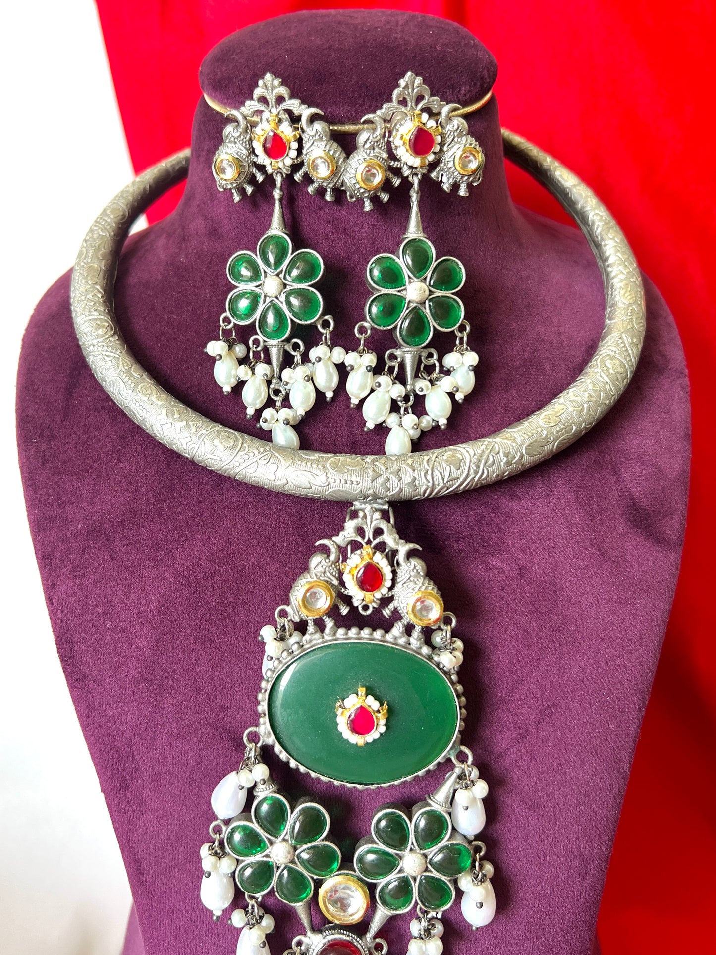 Silver Hasli Style Choker Necklace Set DB-GP122000Z2