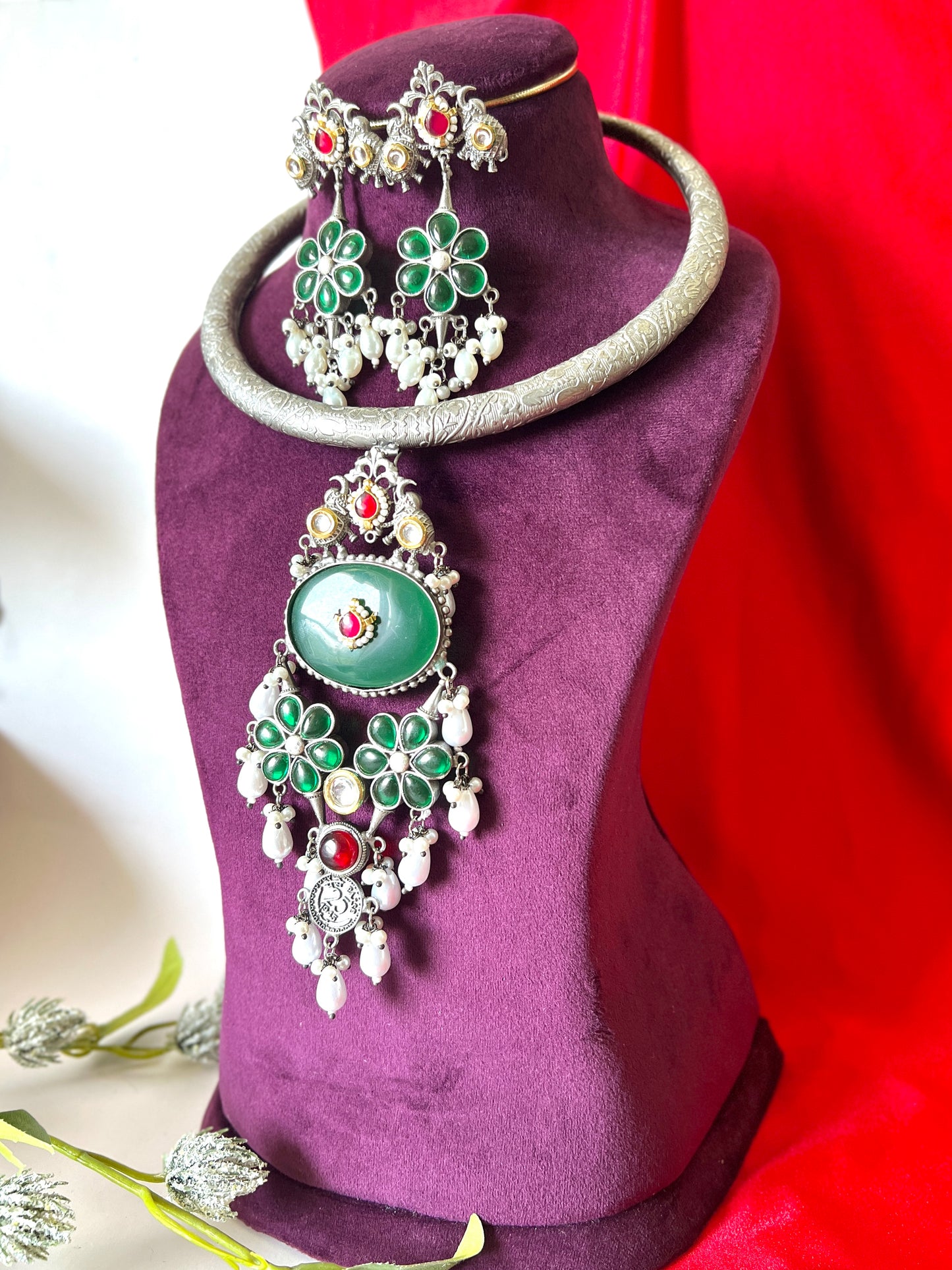 Silver Hasli Style Choker Necklace Set DB-GP122000Z2