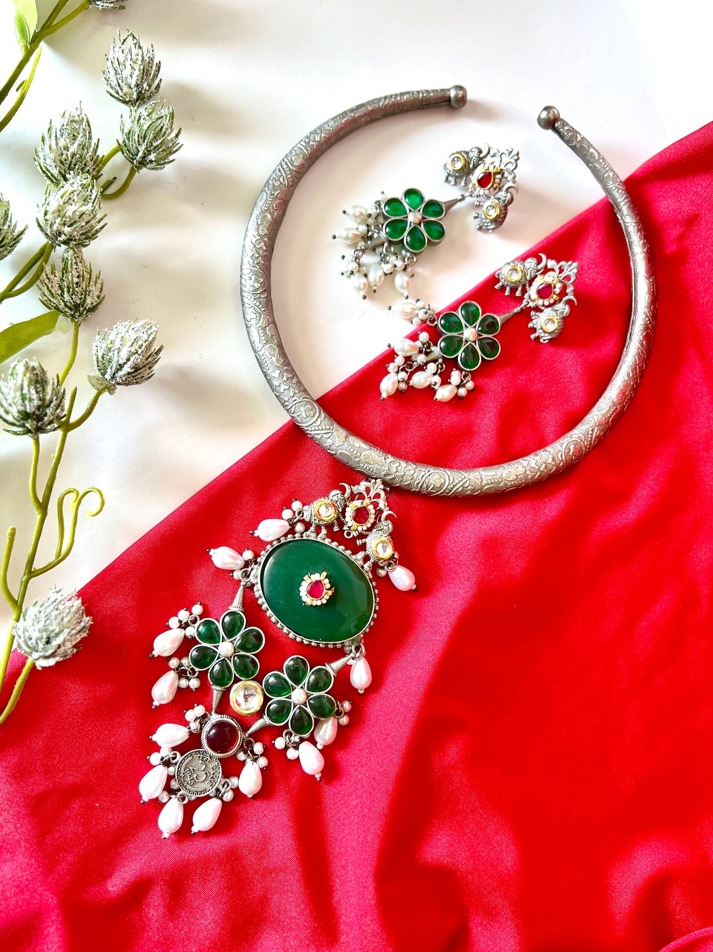 Silver Hasli Style Choker Necklace Set DB-GP122000Z2
