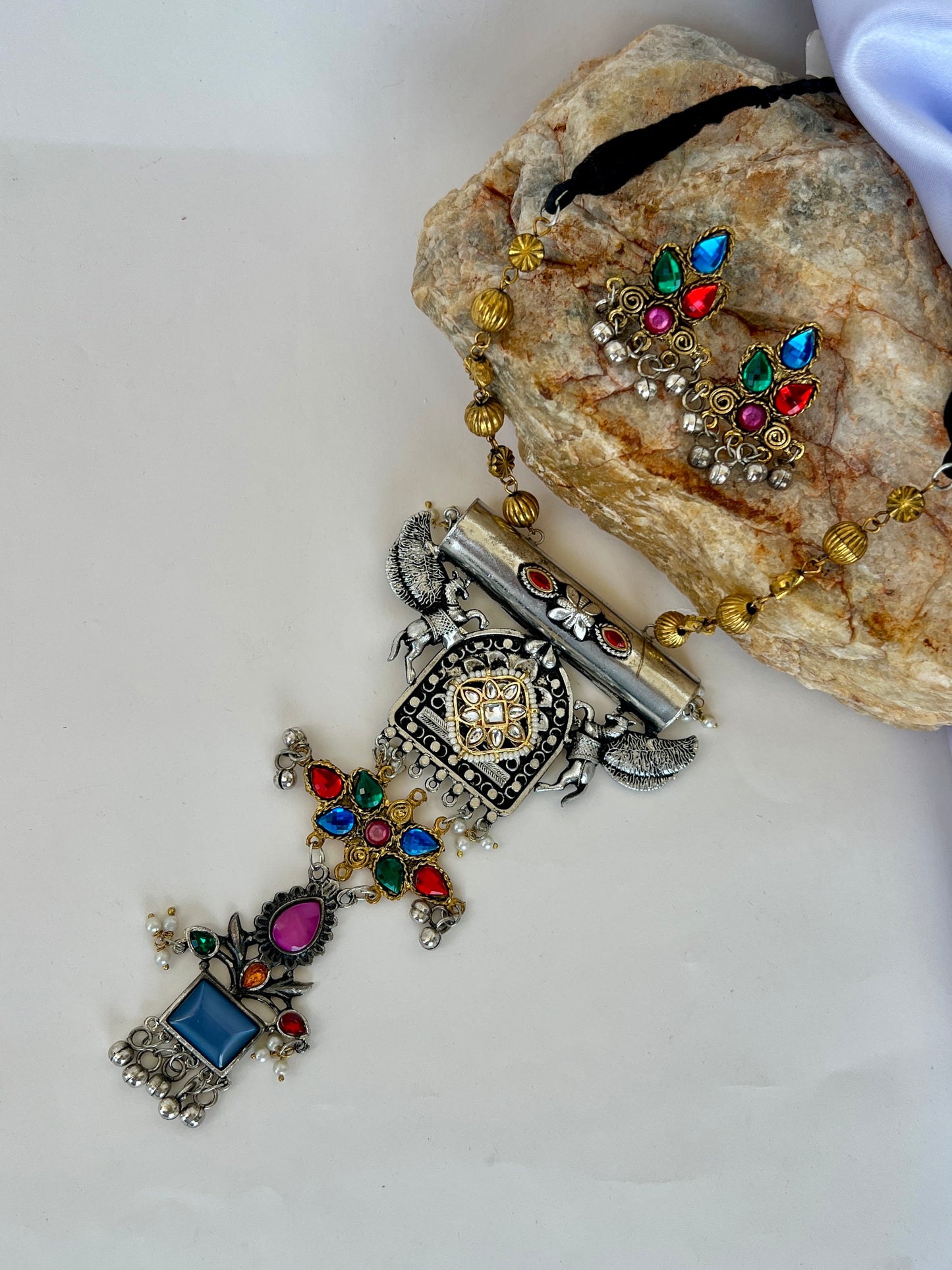 Krisha Multicolor Oxidise Necklace Set DB-OX9000Z2