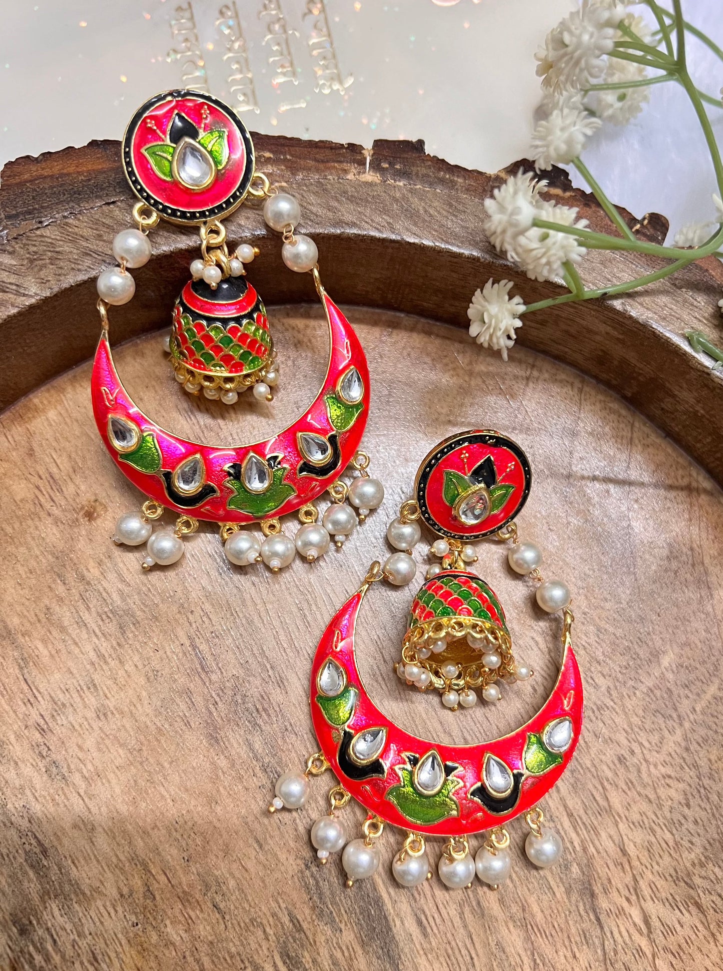Meenakari Chandbali Pink Earring DB-ER1500Z