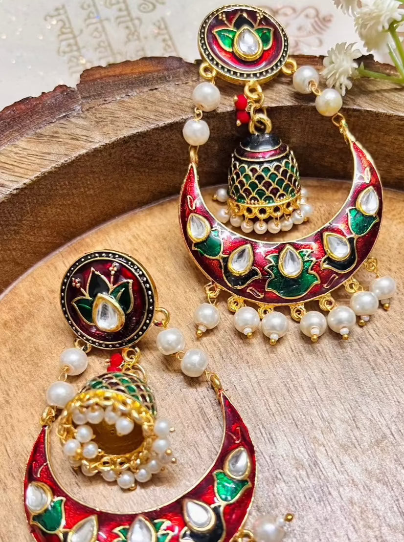 Meenakari Chandbali Red Earring DB-ER1500Z