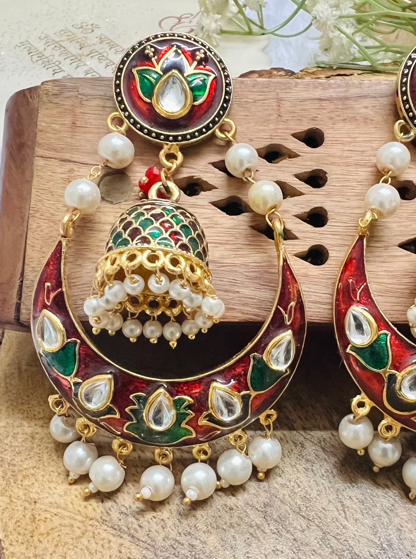 Meenakari Chandbali Red Earring DB-ER1500Z