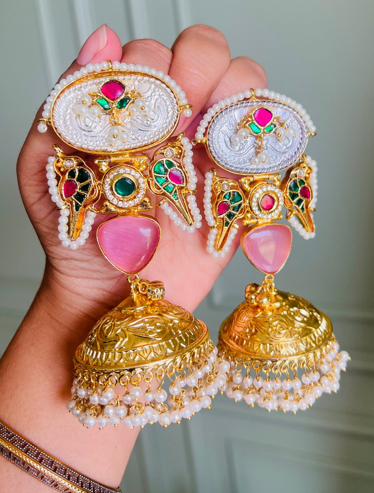 Noor Pachi Kundan Statement Jhumka Earrings DB-GP22800Z2