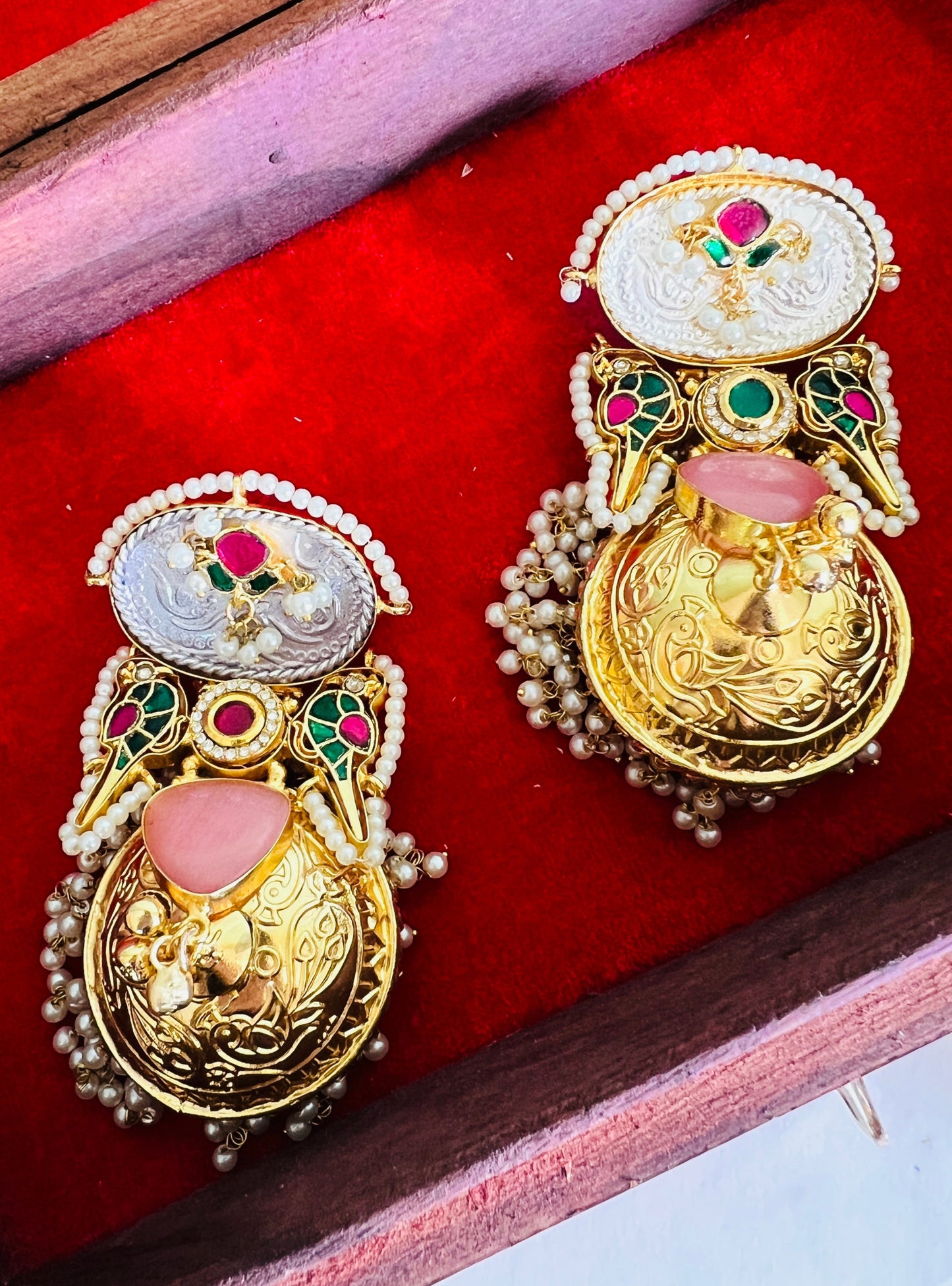 Noor Pachi Kundan Statement Jhumka Earrings DB-GP22800Z2