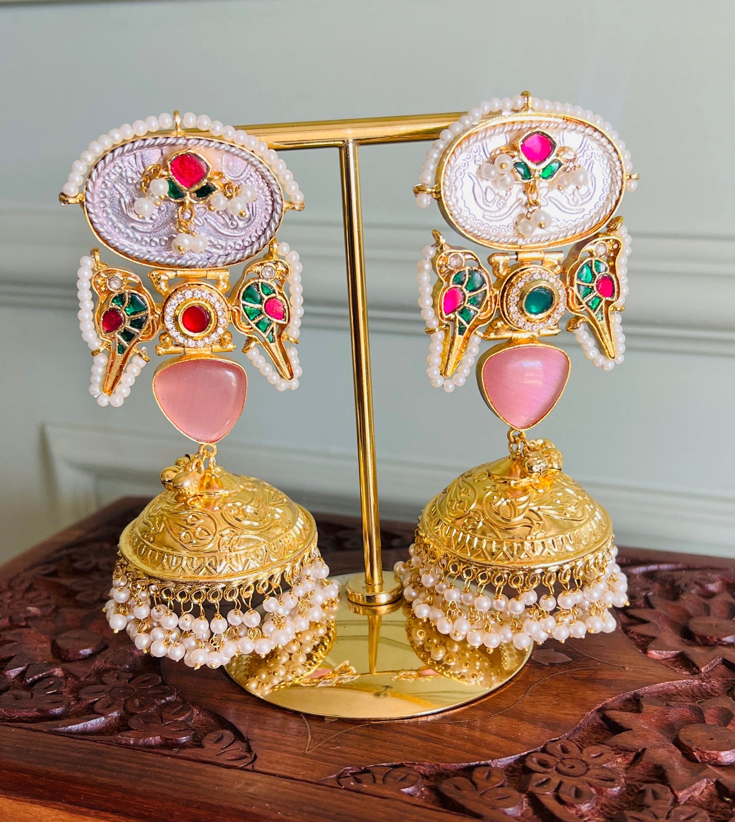 Noor Pachi Kundan Statement Jhumka Earrings DB-GP22800Z2