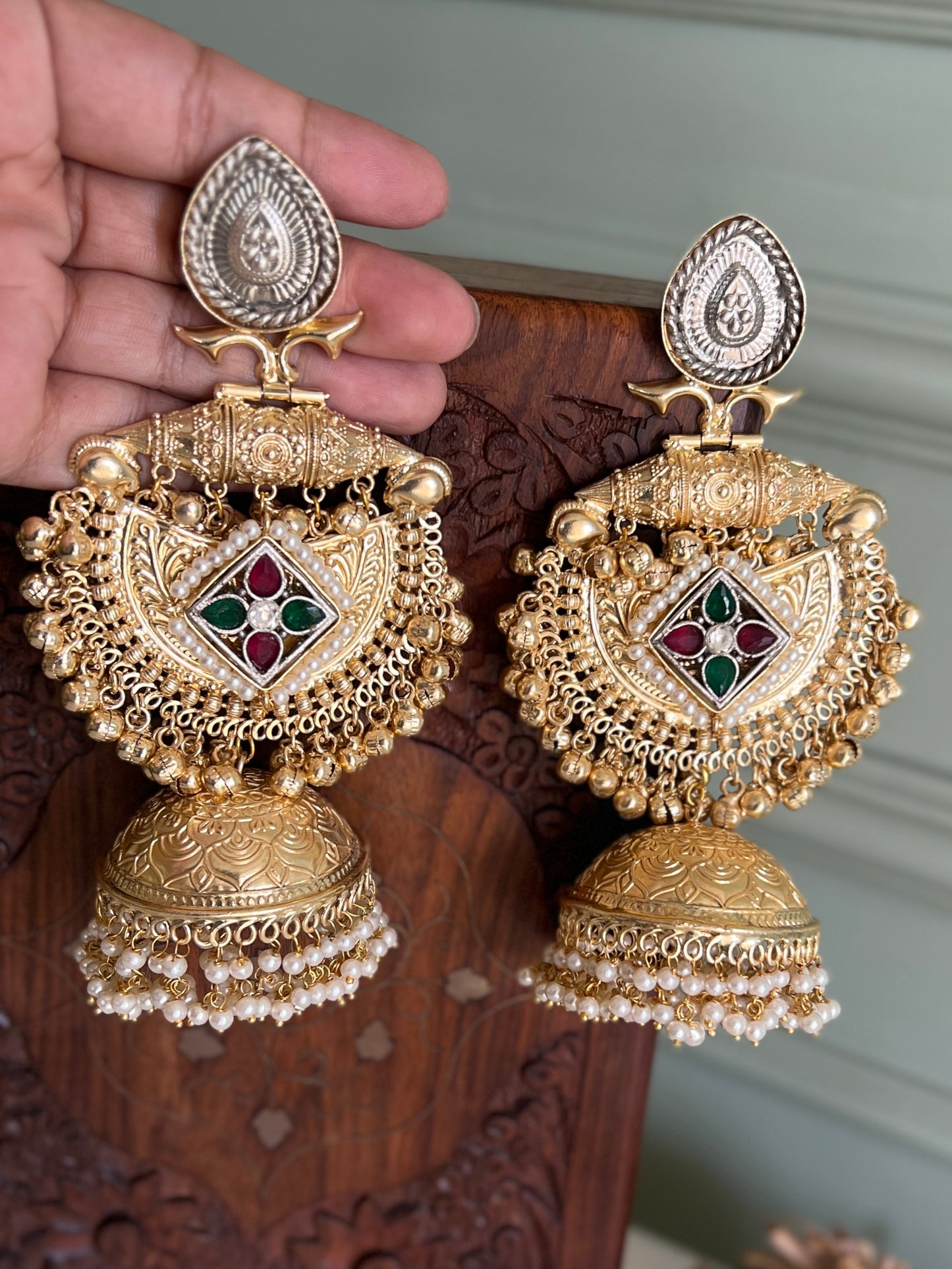 Dilkash Chandbali Statement Jhumka Earrings DB-GP23000Z2