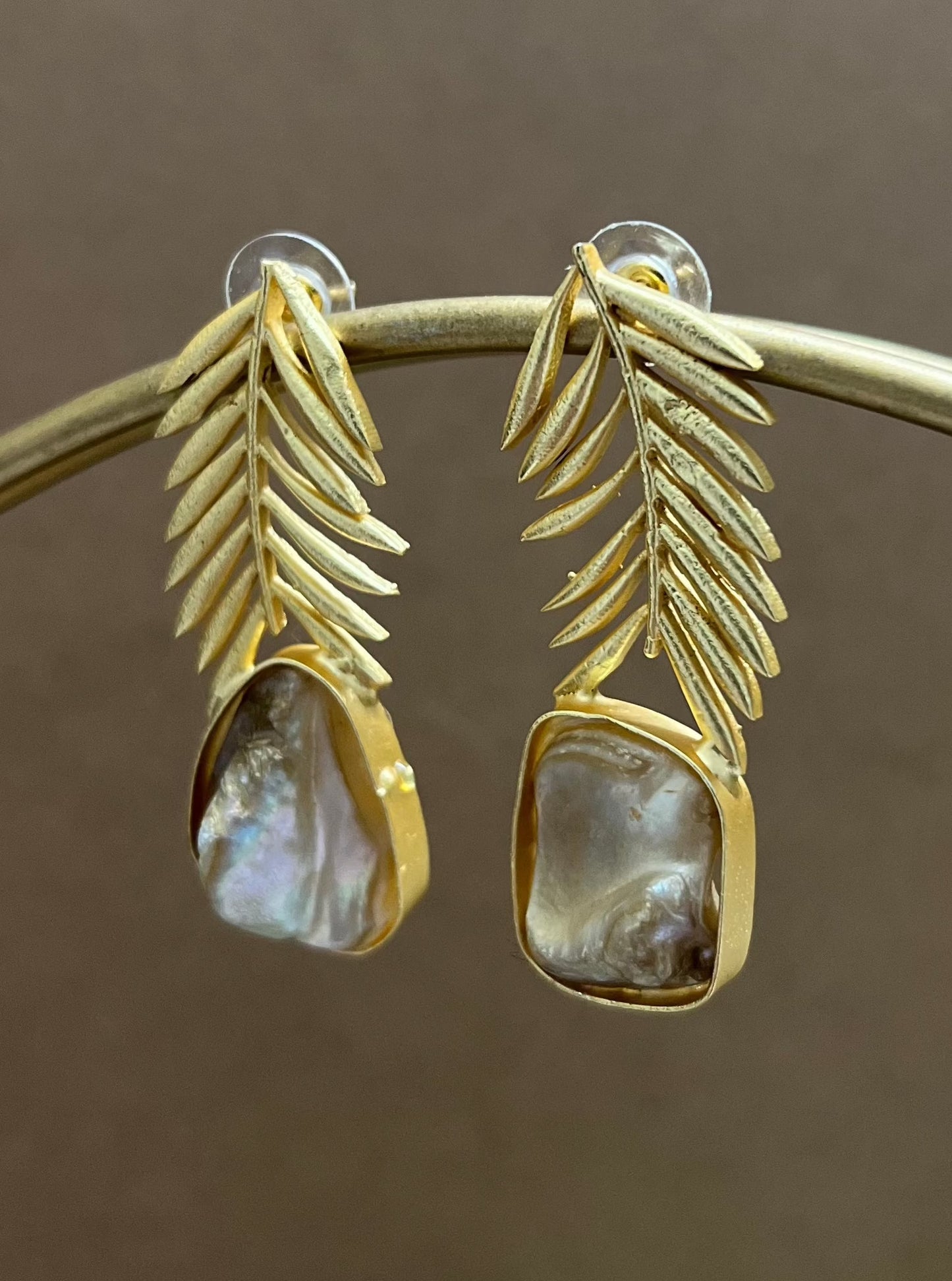 Golden Bird Feather Brass Earrings DB-GN1371Z22