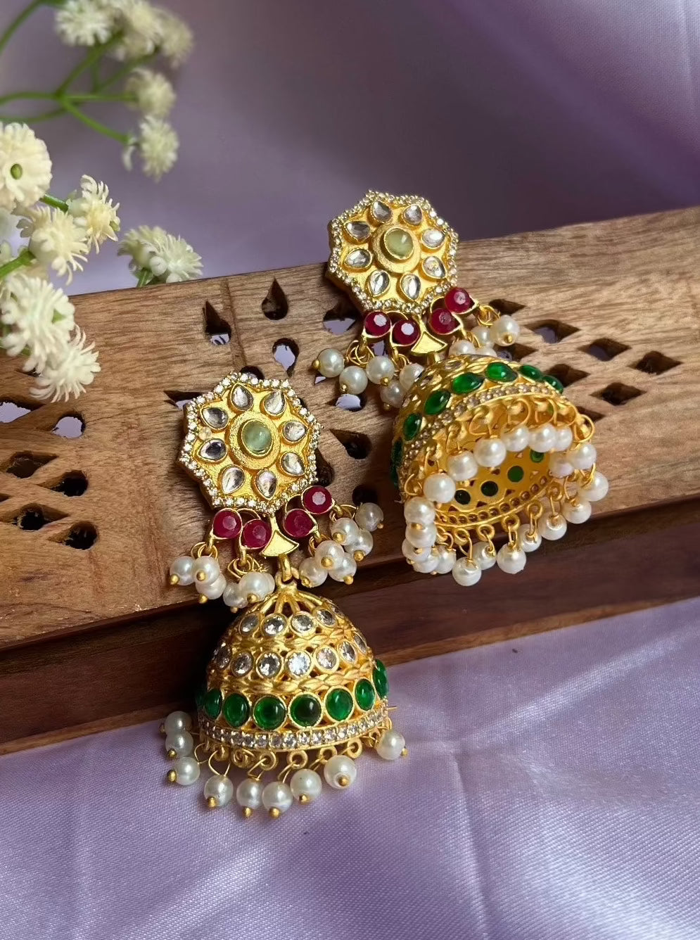 Phuljhadi Zircon Jhumka earrings DB-GP1720Z