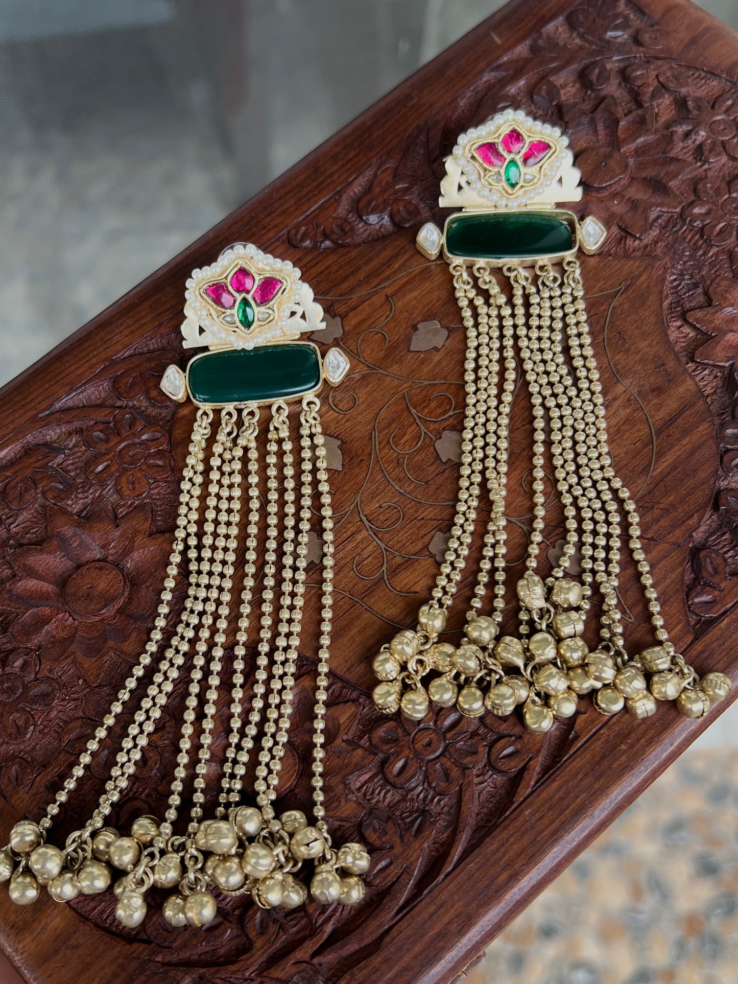Prachi Kundan Tassels Earrings DB-GP116001Z2