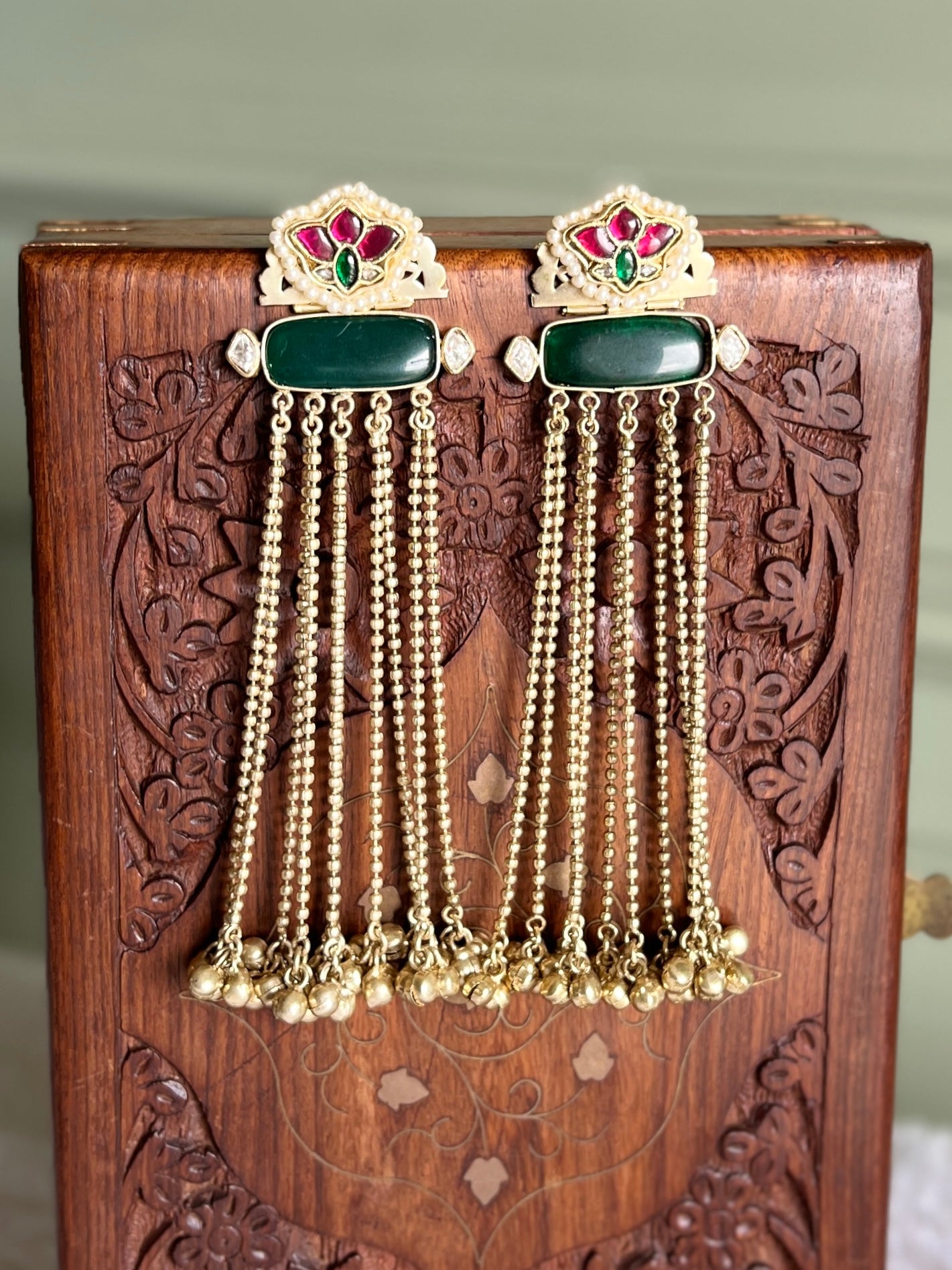 Prachi Kundan Tassels Earrings DB-GP116001Z2
