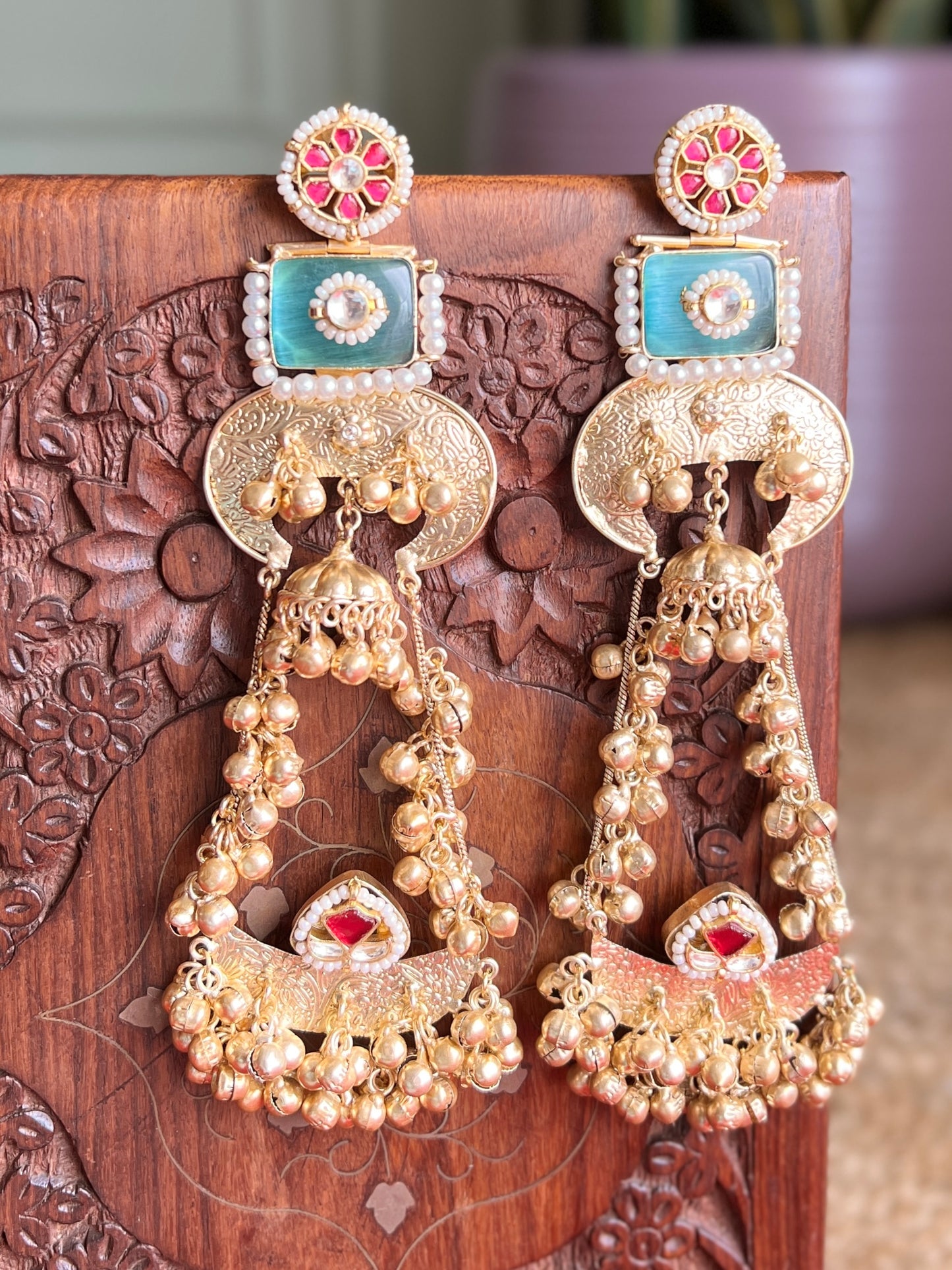 Aadya Pachi Kundan Statement Earrings DB-GP19000Z2