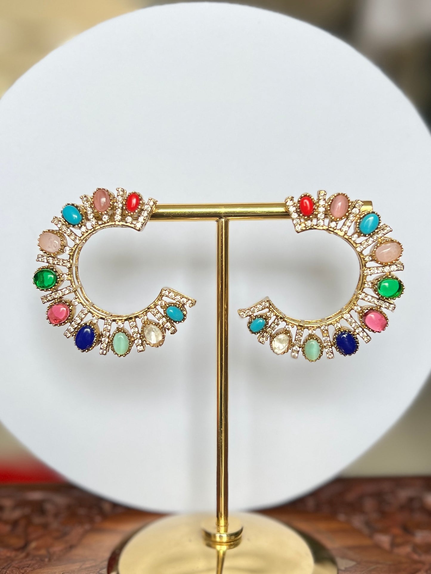 Savi Navratna Big Stud Earrings DB-GP9000Z2