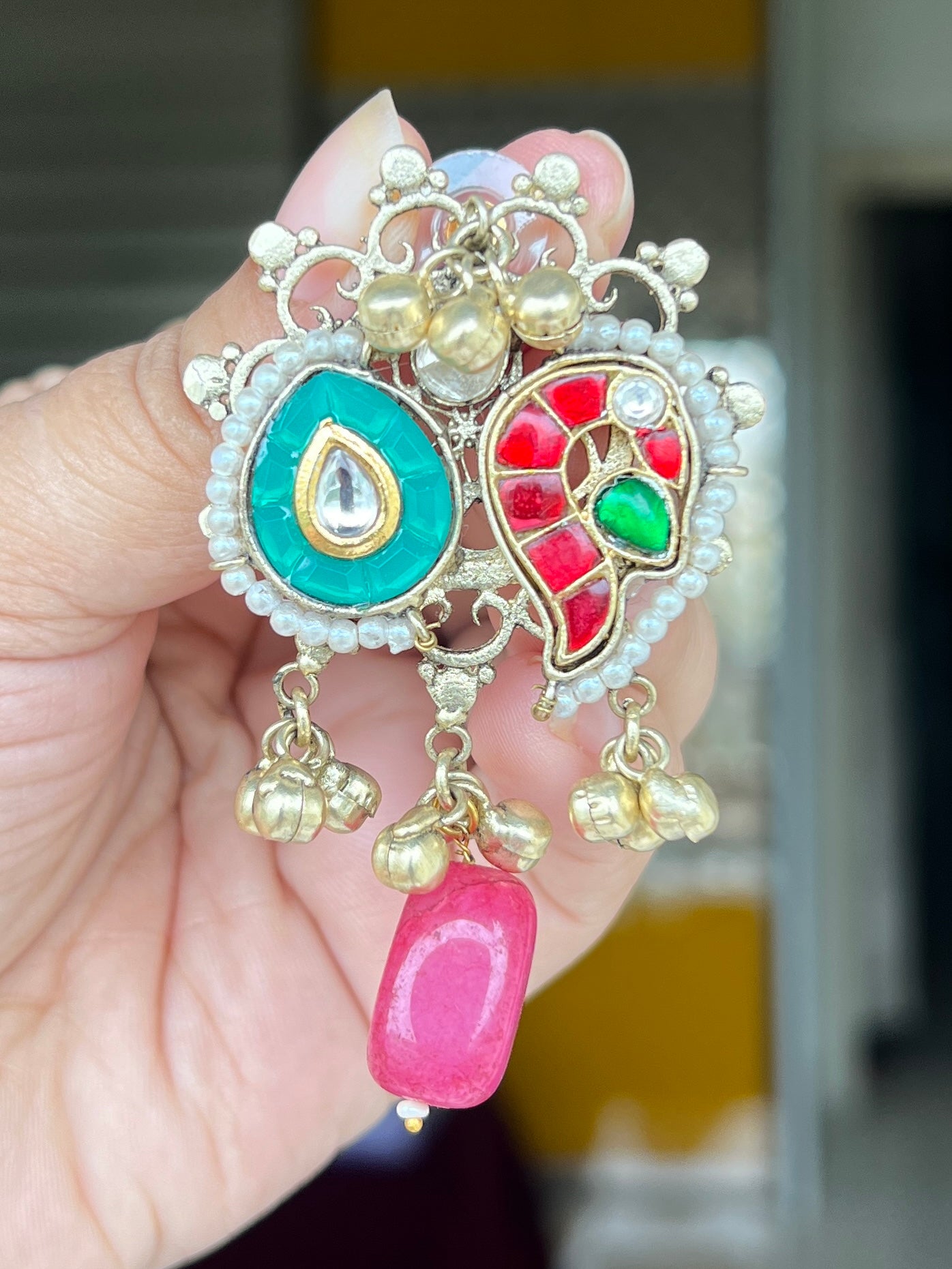 Radha Pachi Kundan Designer Peacock Earrings DB-GP12200Z2
