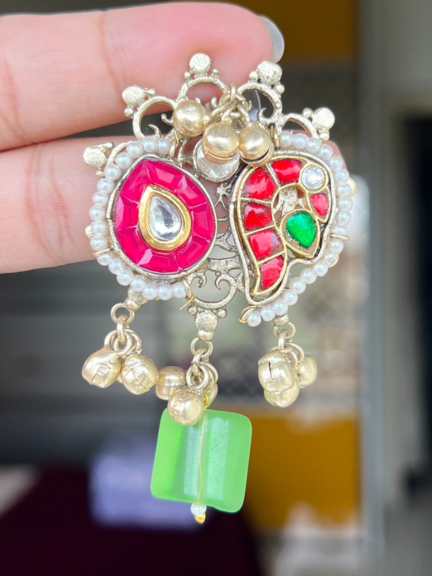 Radha Pachi Kundan Designer Peacock Earrings DB-GP12200Z2
