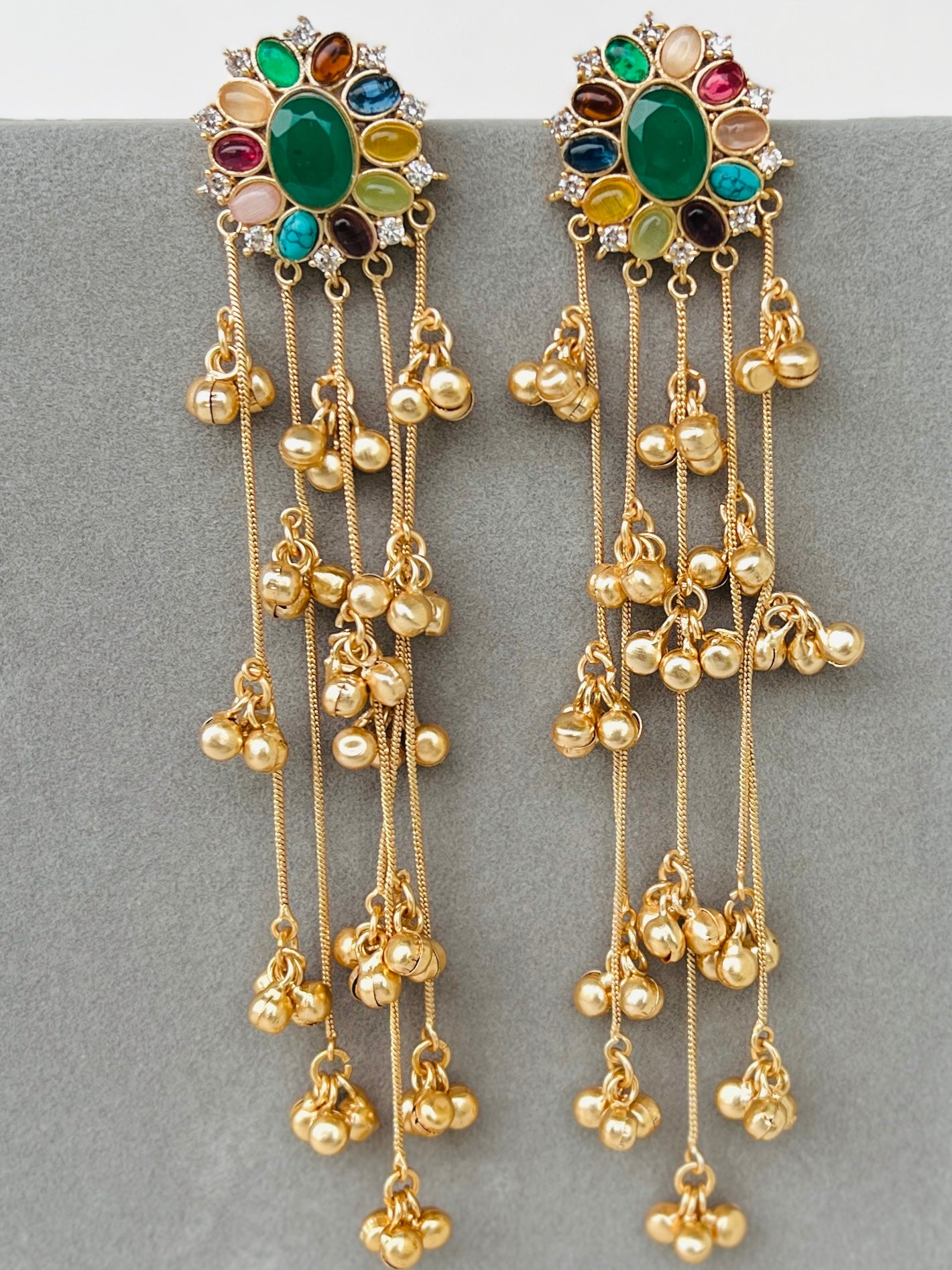 Tanishka Navratna Kashmiri Earrings DB-GP17000Z2