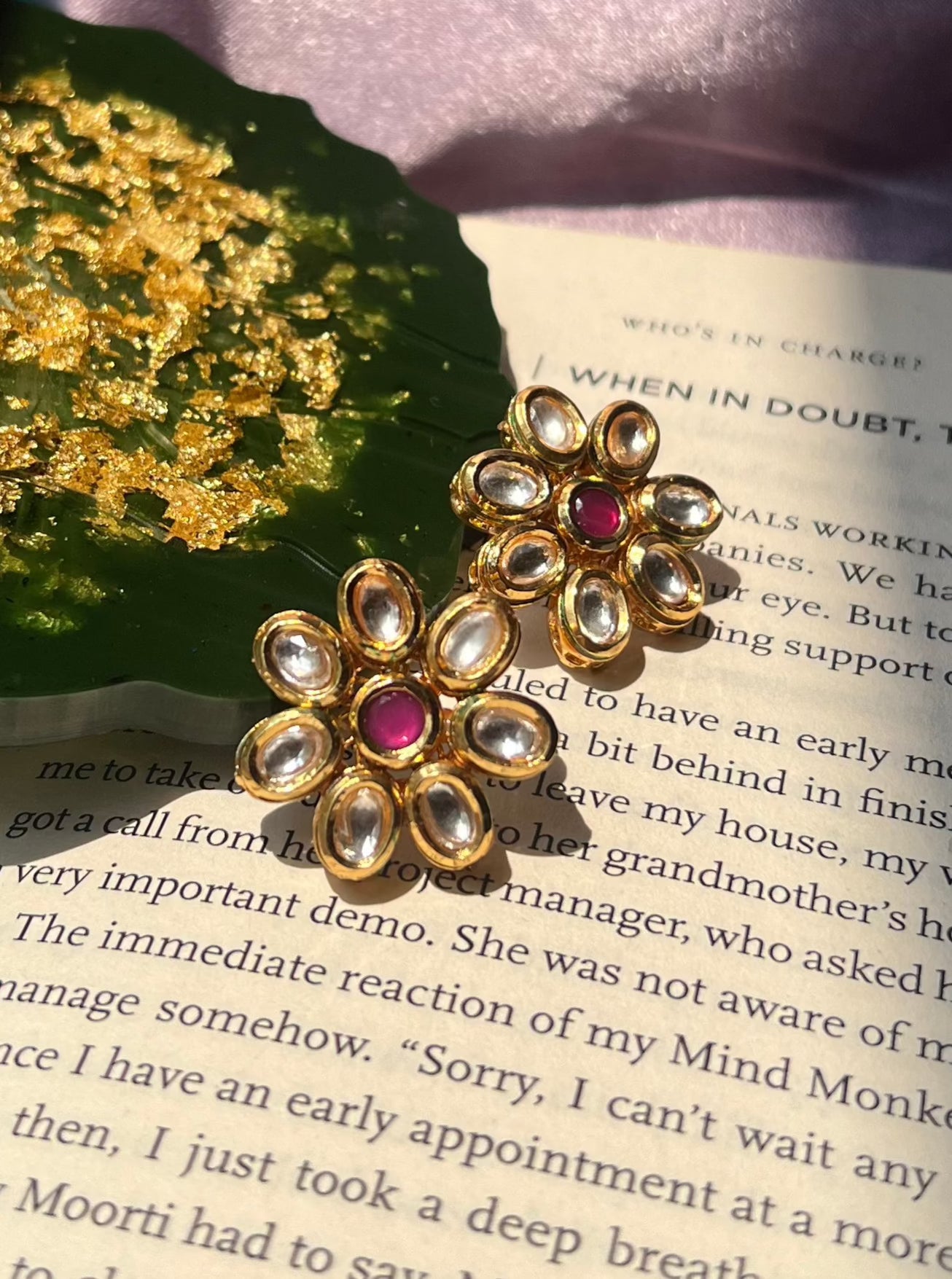 Gold Finish Kundan Stud Earrings DB-ER1490Z4