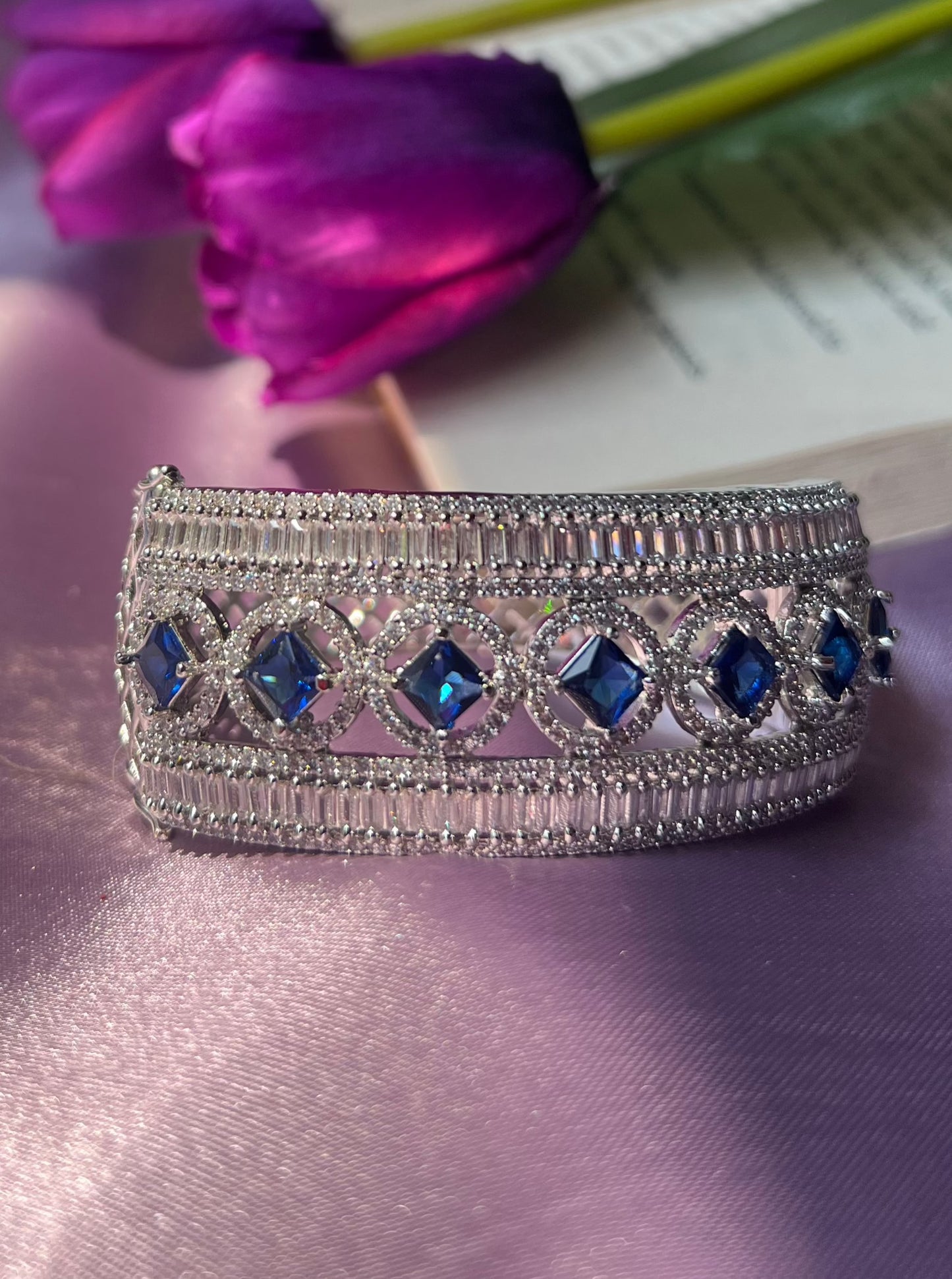 American Diamond Bracelet (White & Blue AD) DB-AD11607Z7