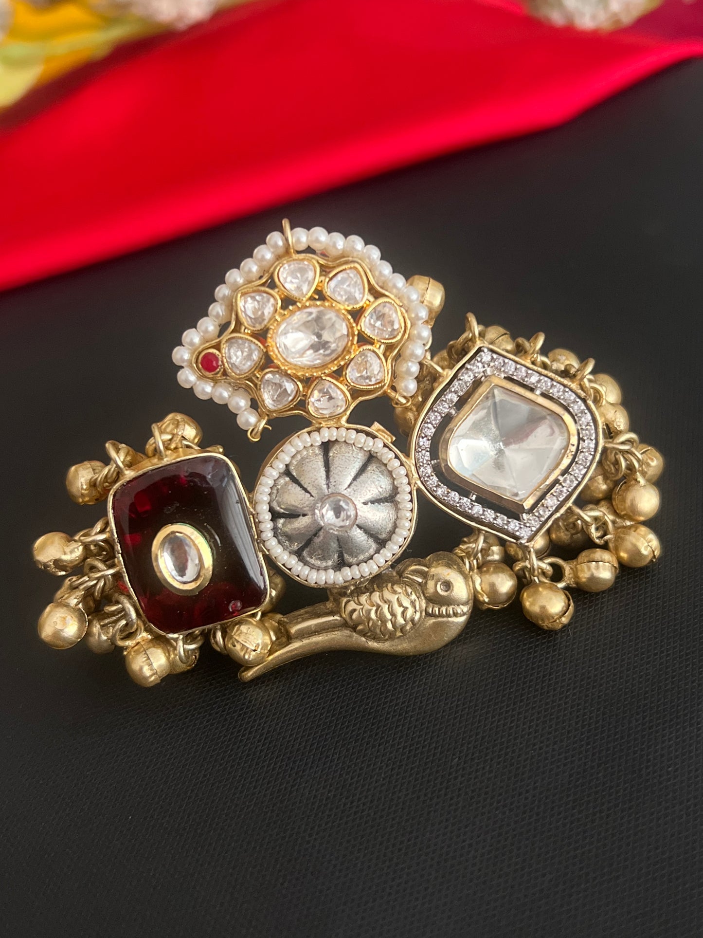 Aastha Peacock Motifs Kundan Ring DB-GP110001Z2