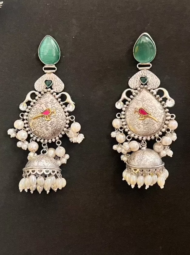 Silver Replica Panchi Dangler Earrings DB-SR10001