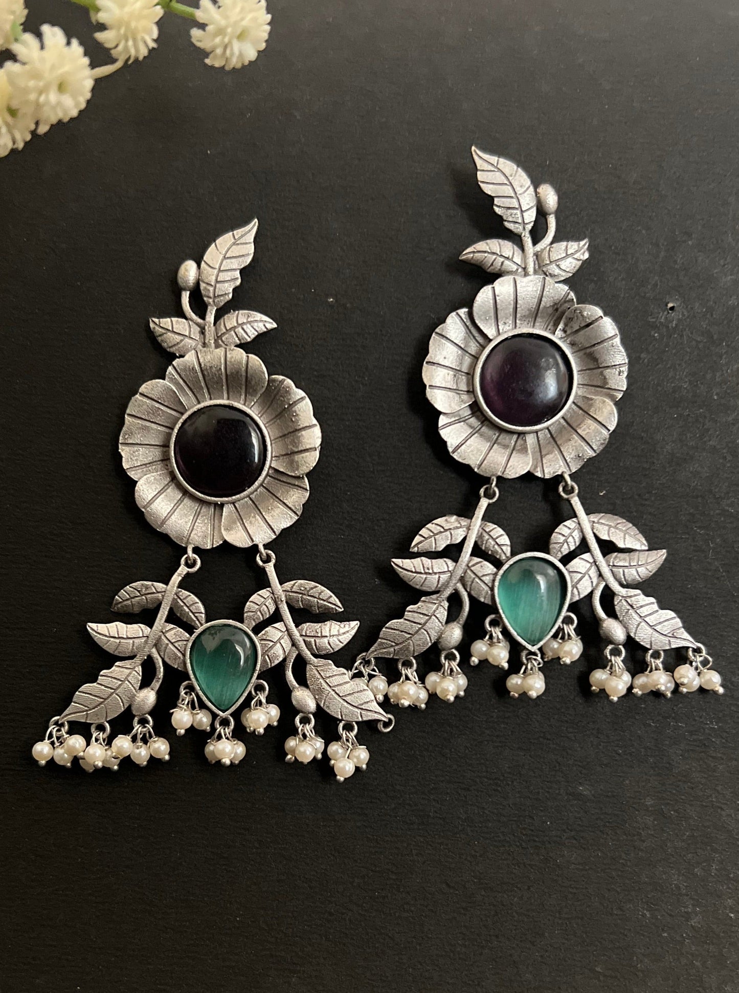 Muskaan Silver Replica Long Dangler Earrings DB-SR1556Z9