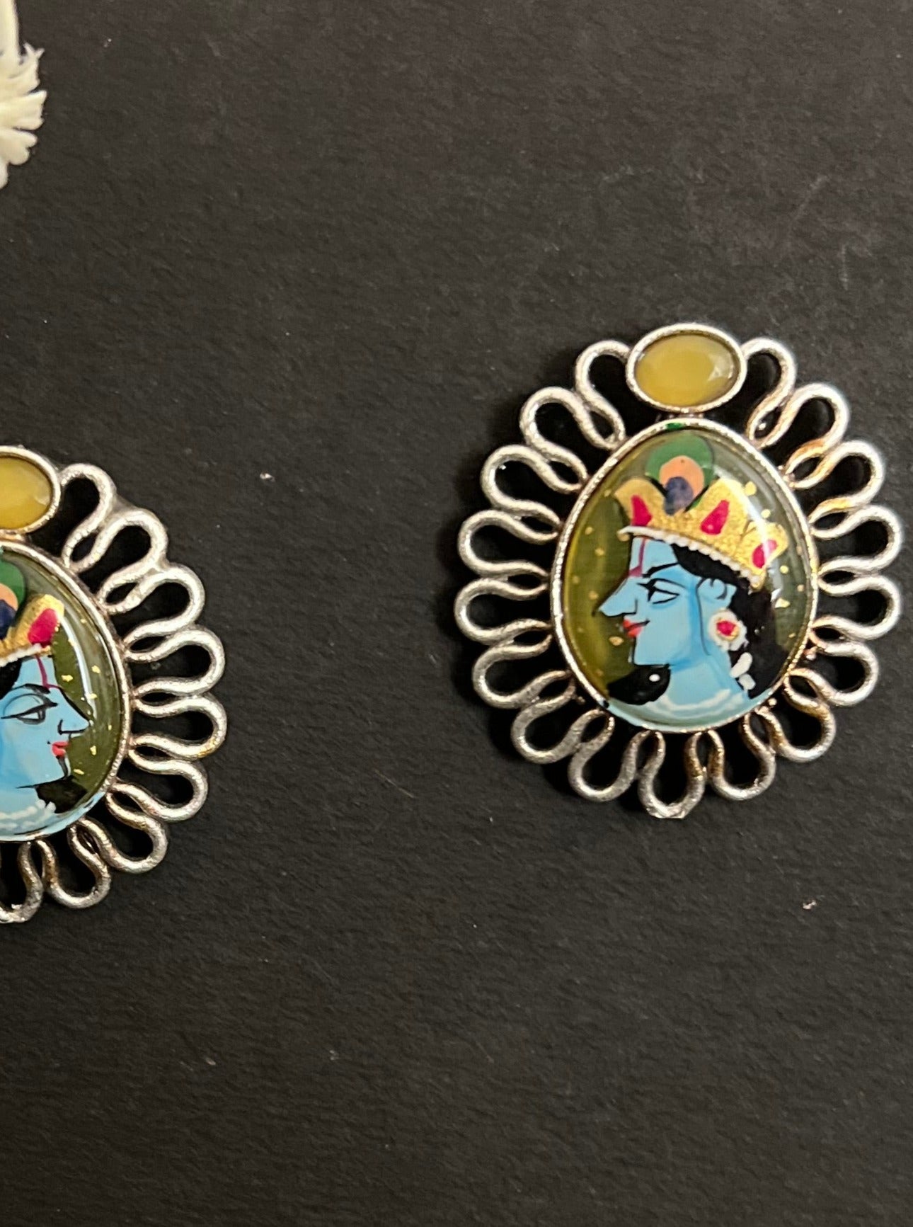 Tanjore Hand-painted Raja Studs Earrings DB-SR505Z20