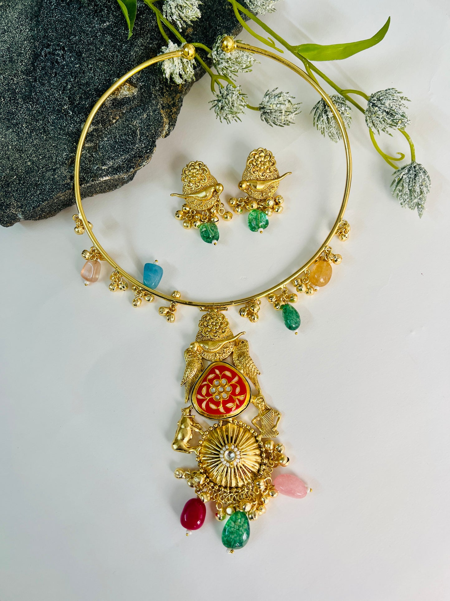 RUBINA HANDCRAFTED HASLI NECKLACE SET DB-GP12400Z2