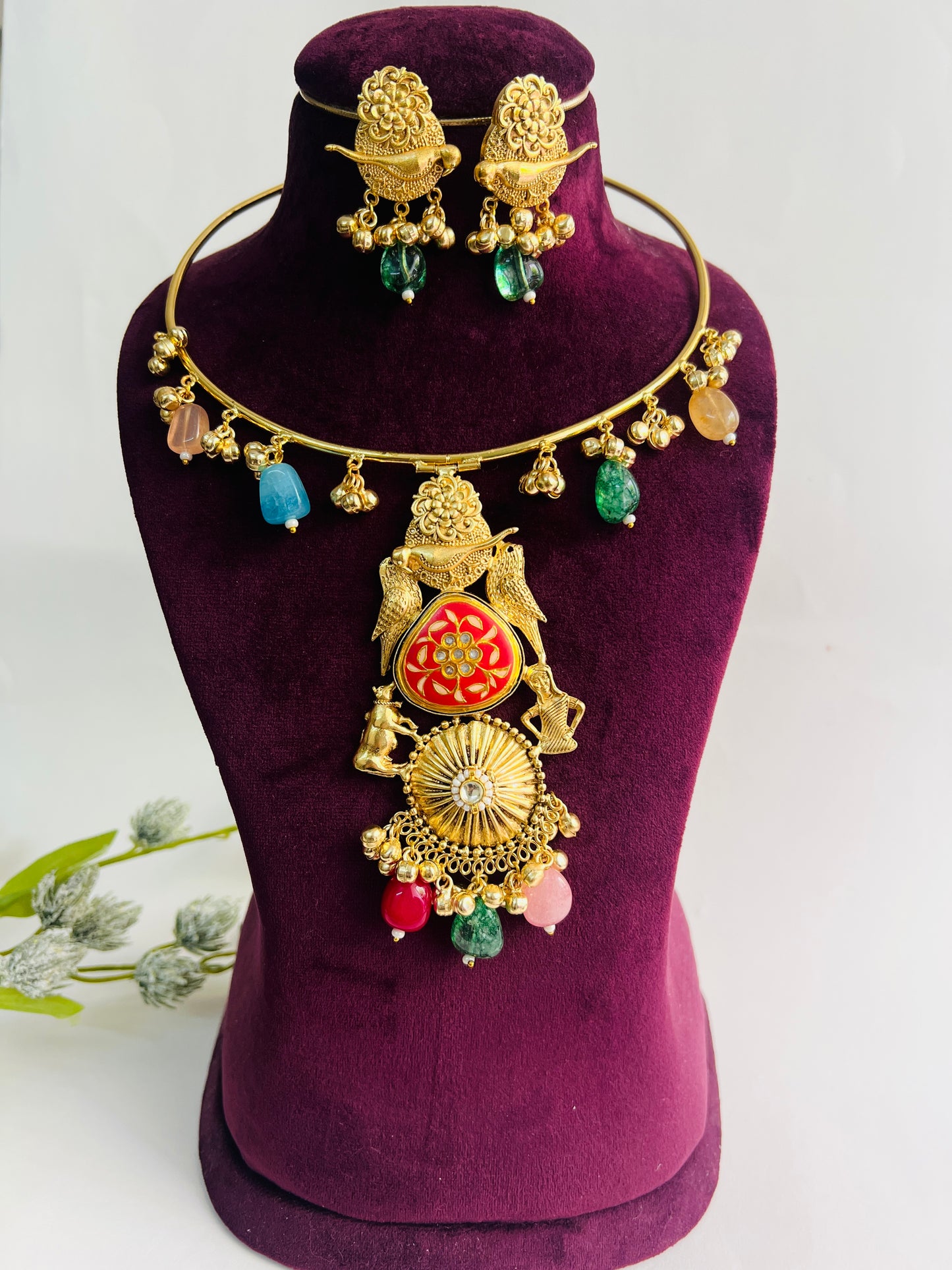 RUBINA HANDCRAFTED HASLI NECKLACE SET DB-GP12400Z2