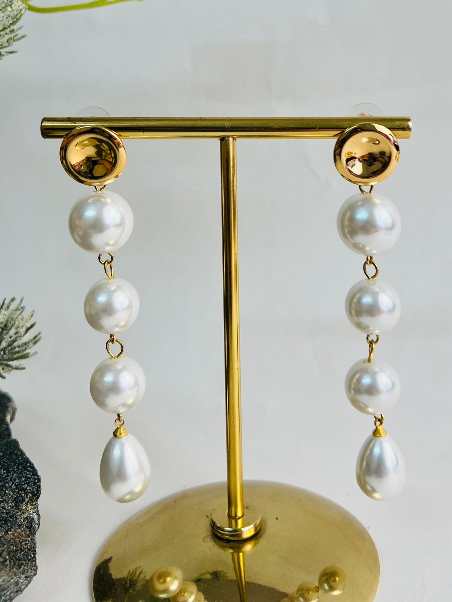 GOLD PEARL HANGING EARRINGS DB-GP8800Z2