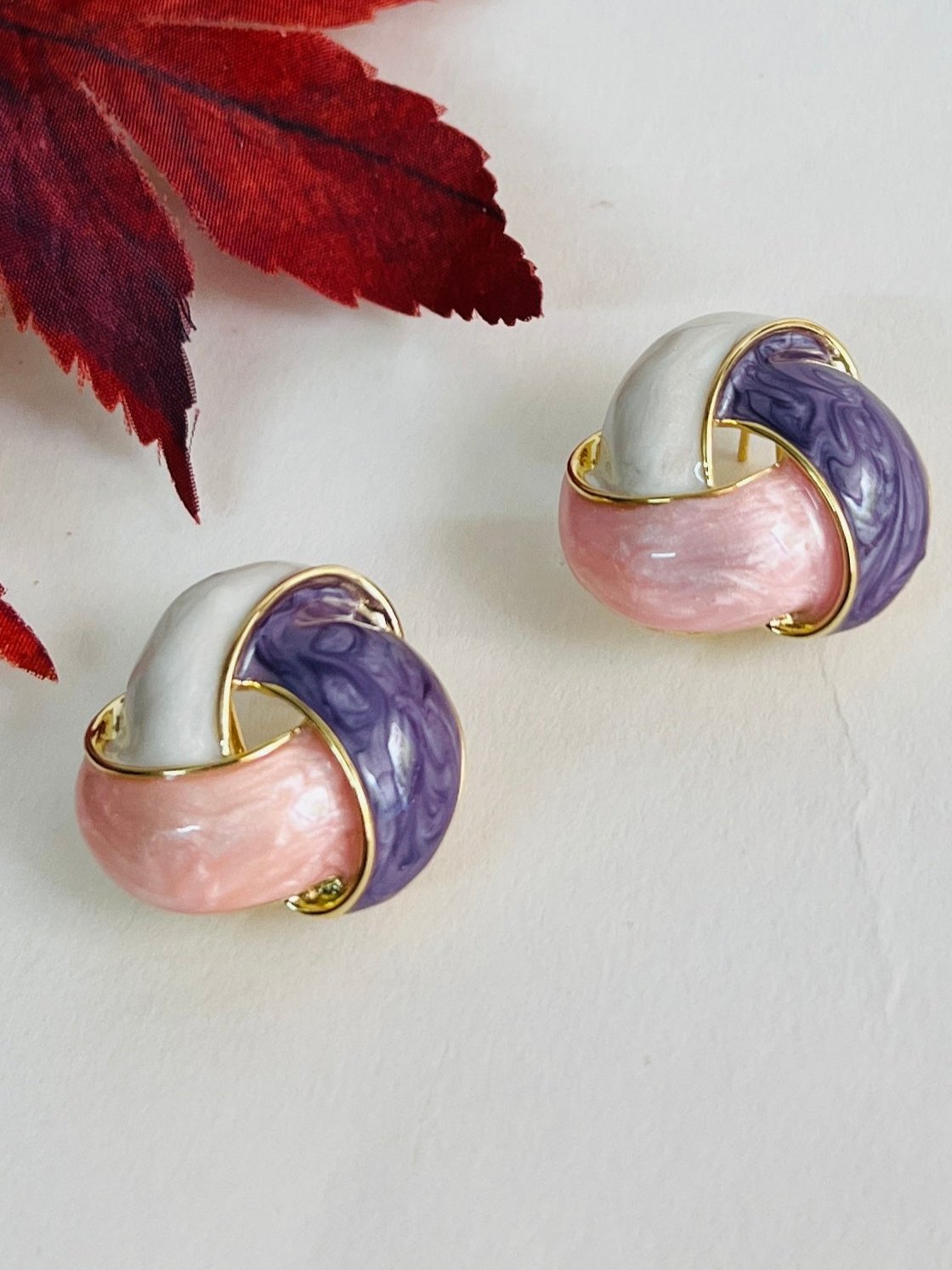 GEHNA TRI-COLOUR GOLD EARRINGS FOR WOMEN DB-GP18002Z