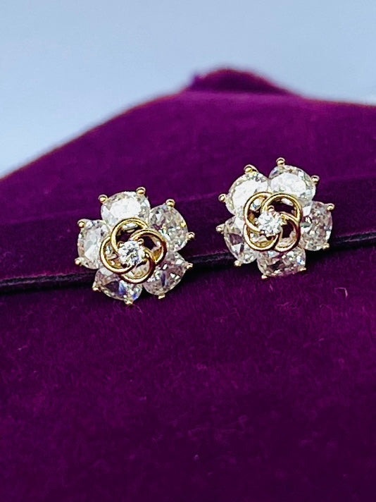 Gold plated Small Diamond Earring
