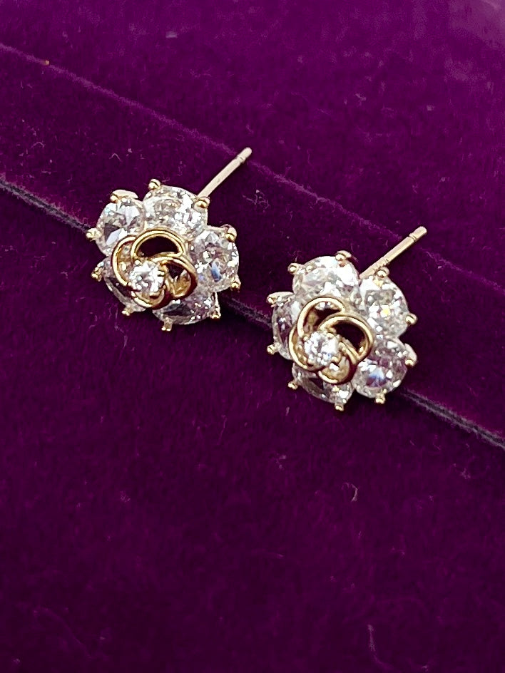 Gold plated Small Diamond Earring