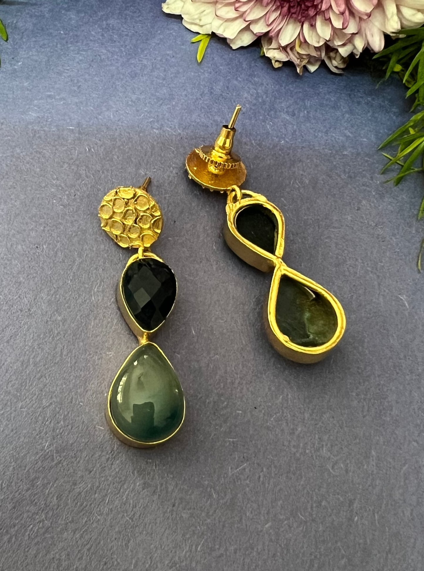 Anokhi Golden Teardrop Dual colour Drop Earrings DB-GN1371Z25