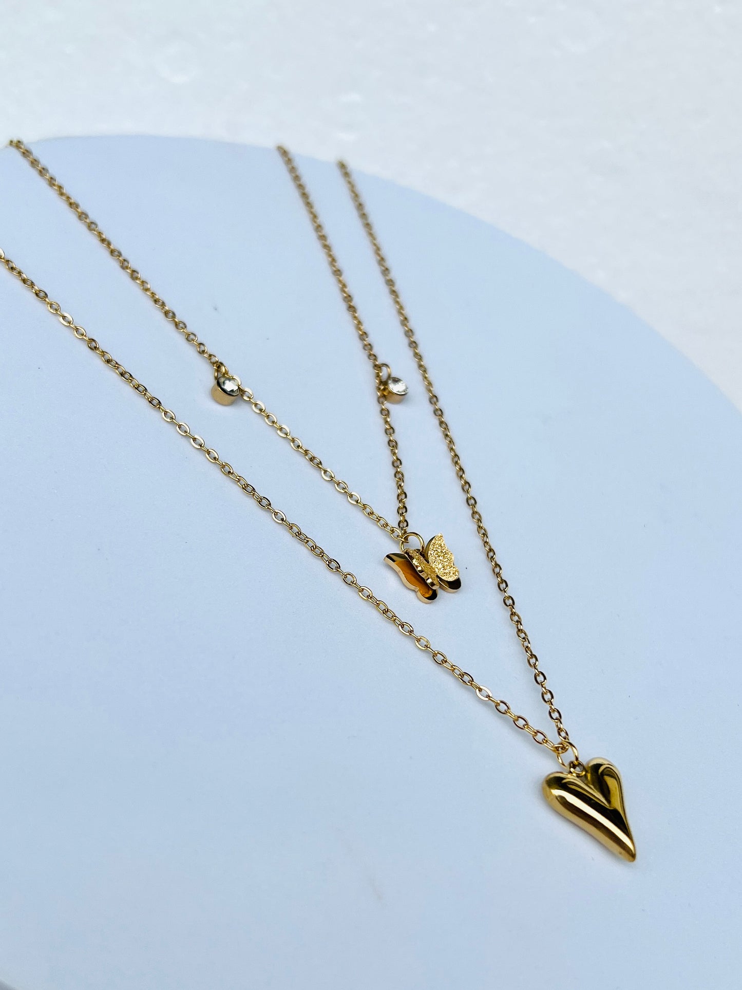 Butterfly Heart Layered Necklace