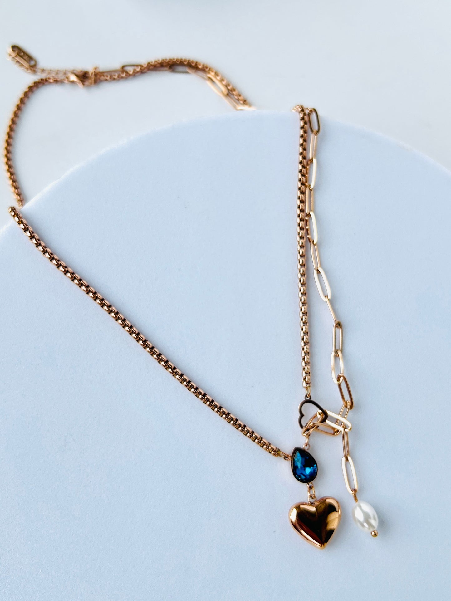 Faha Rose Gold Heart Necklace