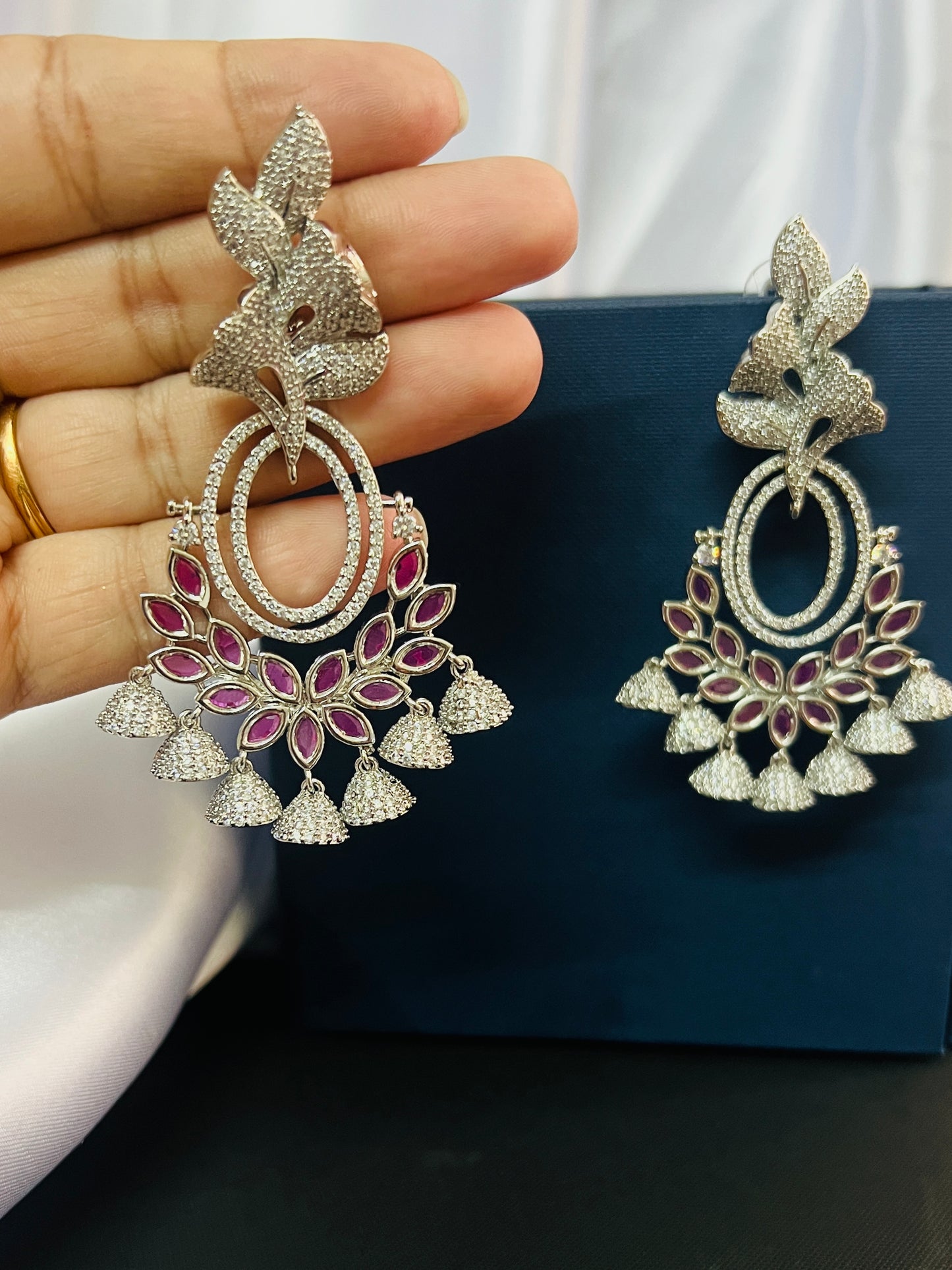 ALEZE PINK ZIRCONIA STATEMENT EARRINGS DB-AD122002Z2