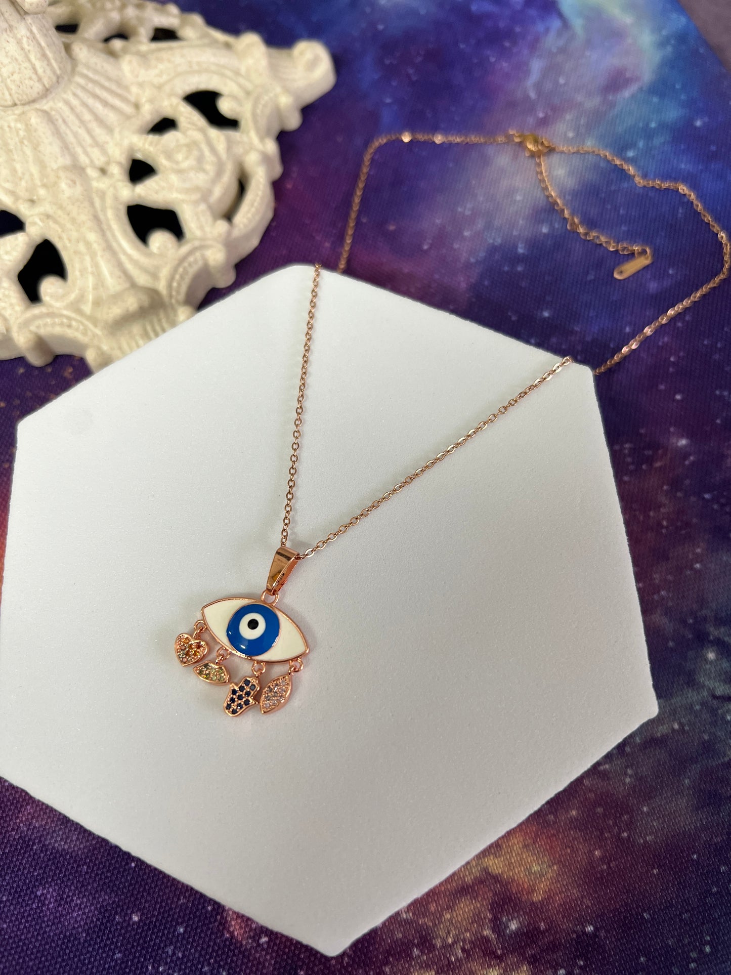 18kt Gold Plated Evil Eye Charm Necklace