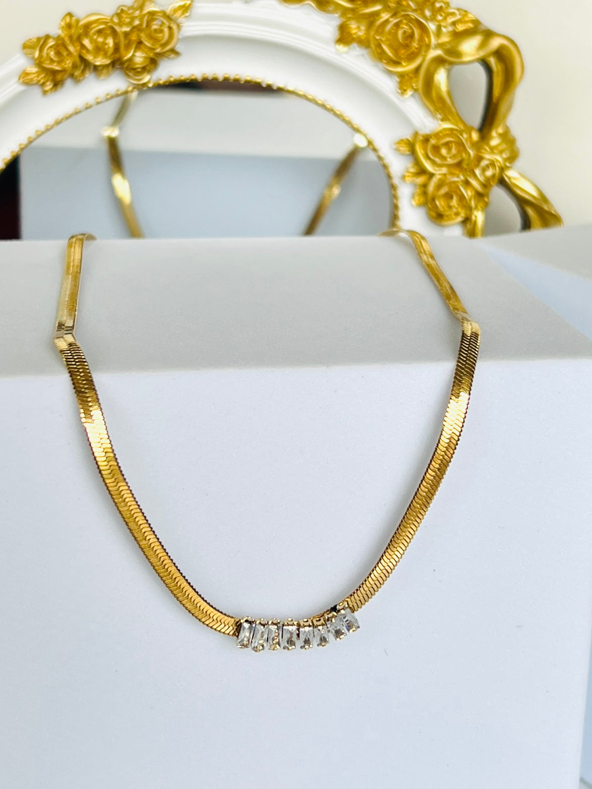 Lina Gold Plated Zircod Snack Chain Necklace