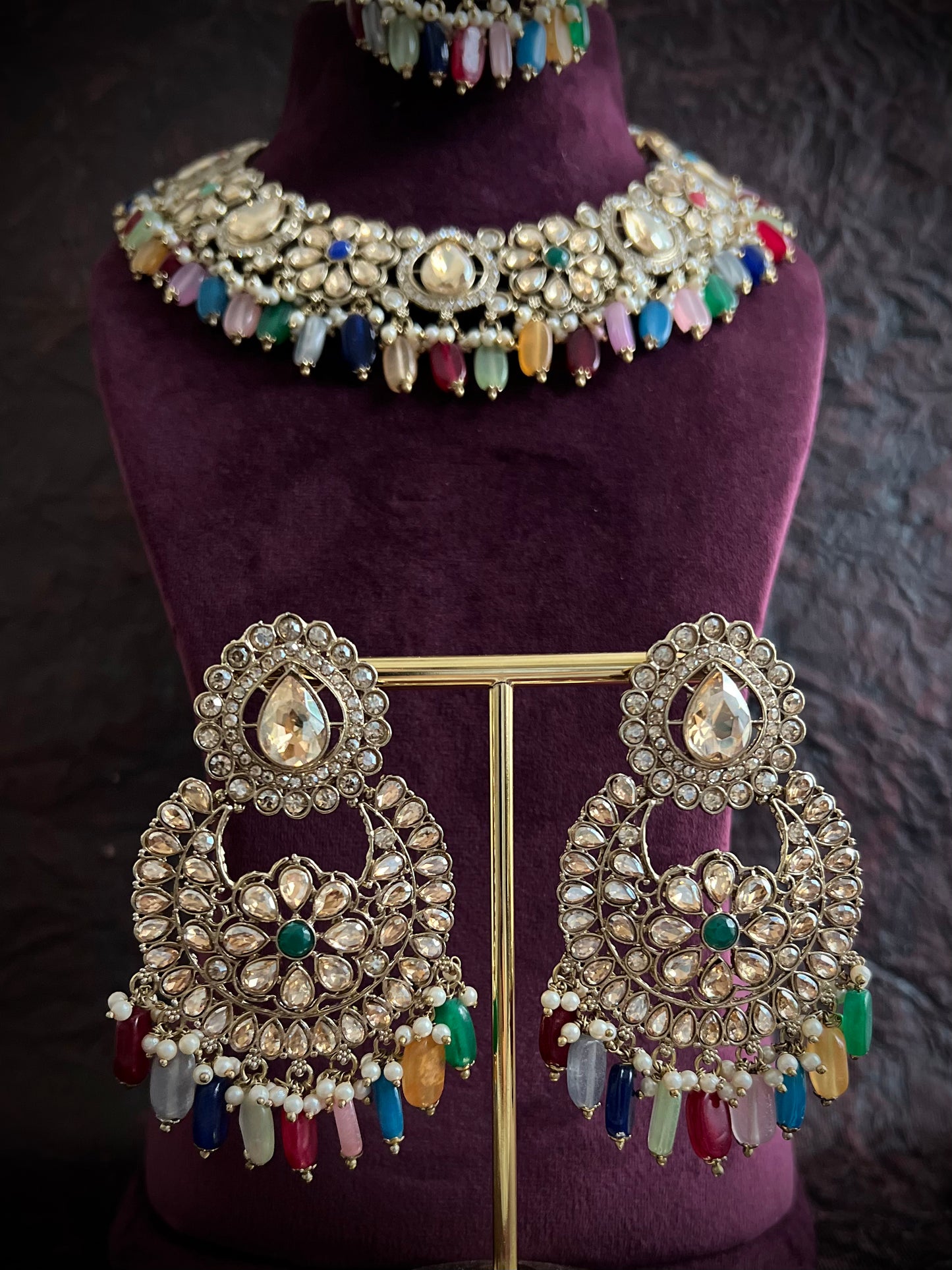 Mayuri Reverse AD Designer Multicolor Necklace Set DB-RAD11900Z