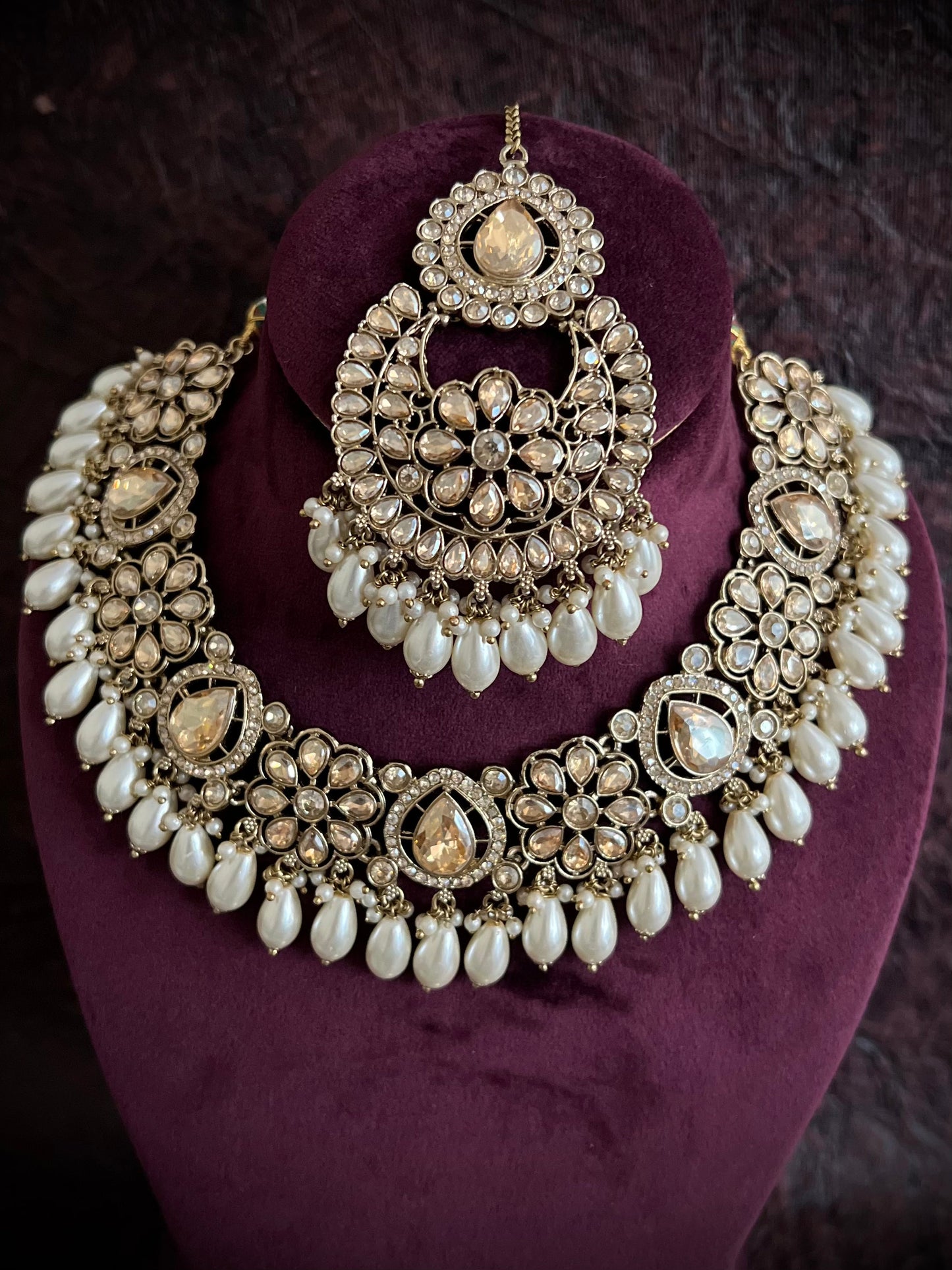 Mayuri Reverse AD Designer Gold Necklace Set DB-RAD11900Z