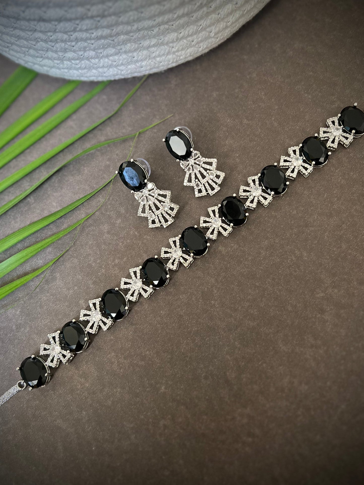 Classy Black AD necklace Set DB-AD12040Z