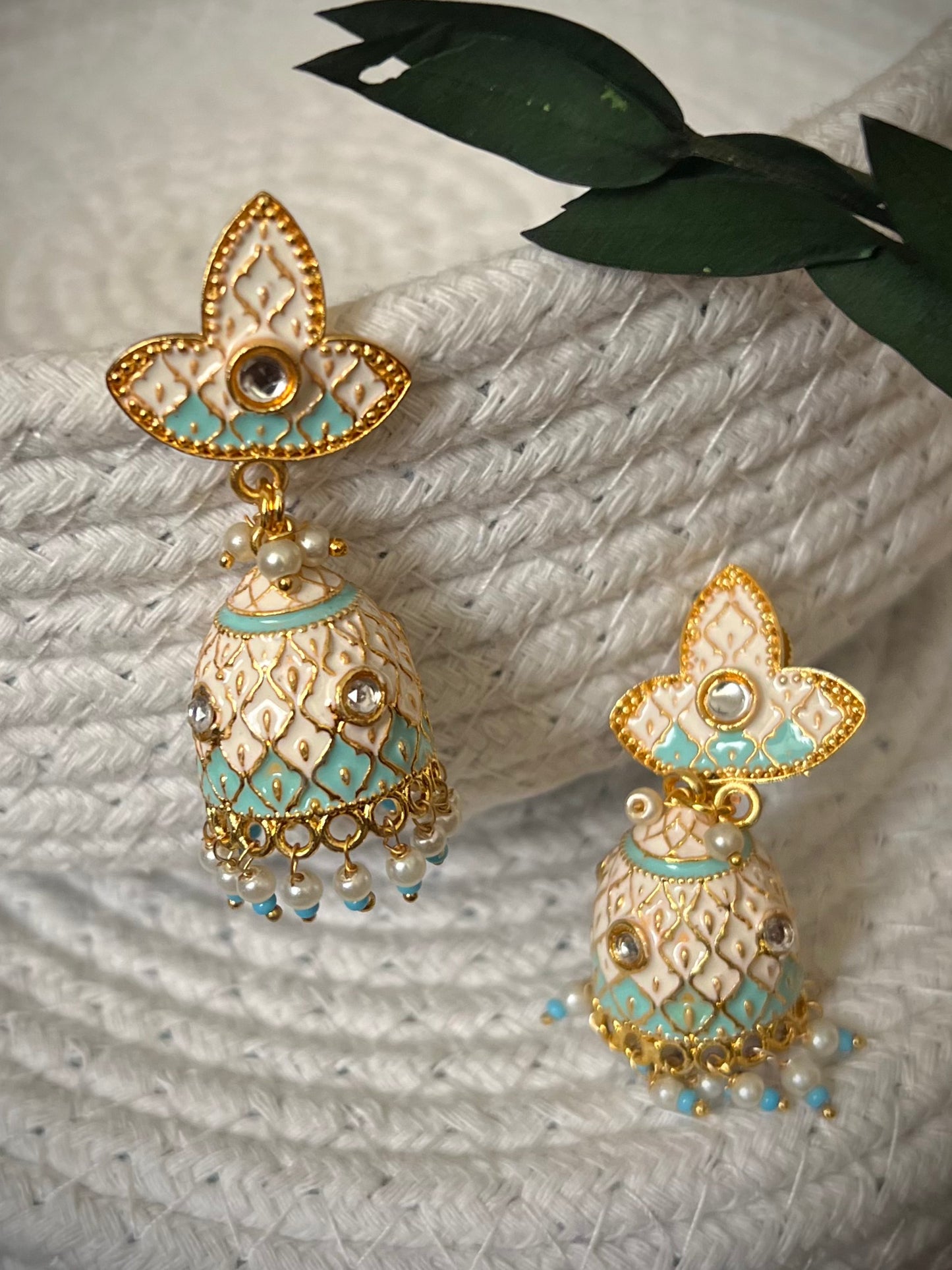 Meenakari Dual Shade Jaal Jhumka earrings DB-MK3300Z10