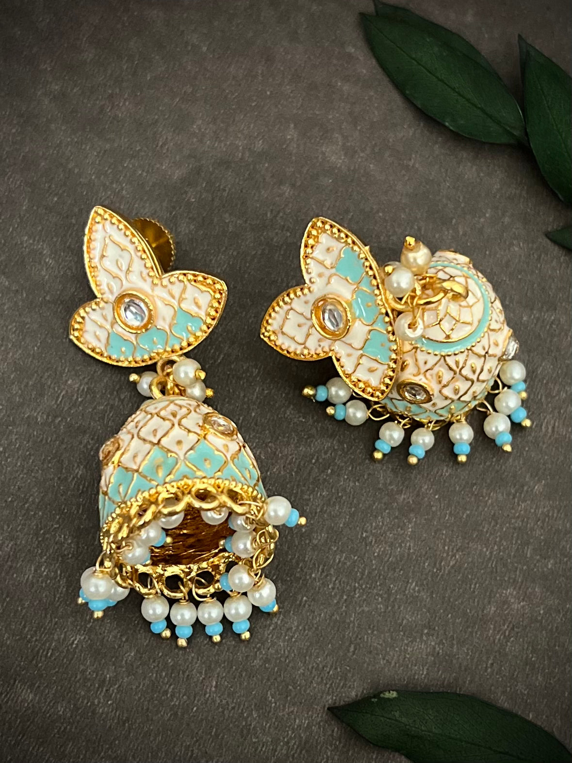 Meenakari Dual Shade Jaal Jhumka earrings DB-MK3300Z10