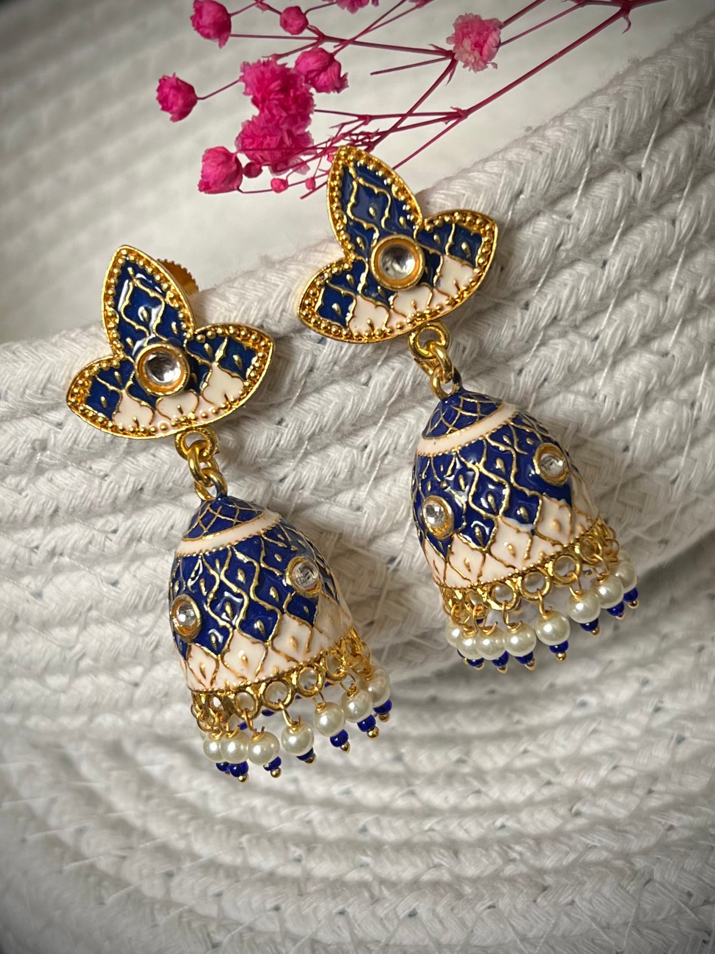 Meenakari Dual Shade Jaal Jhumka earrings DB-MK3300Z14